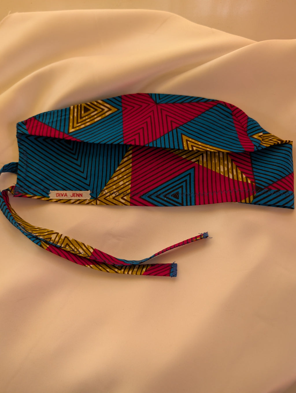 Blue/Red/Gold Tie in the back Hat
