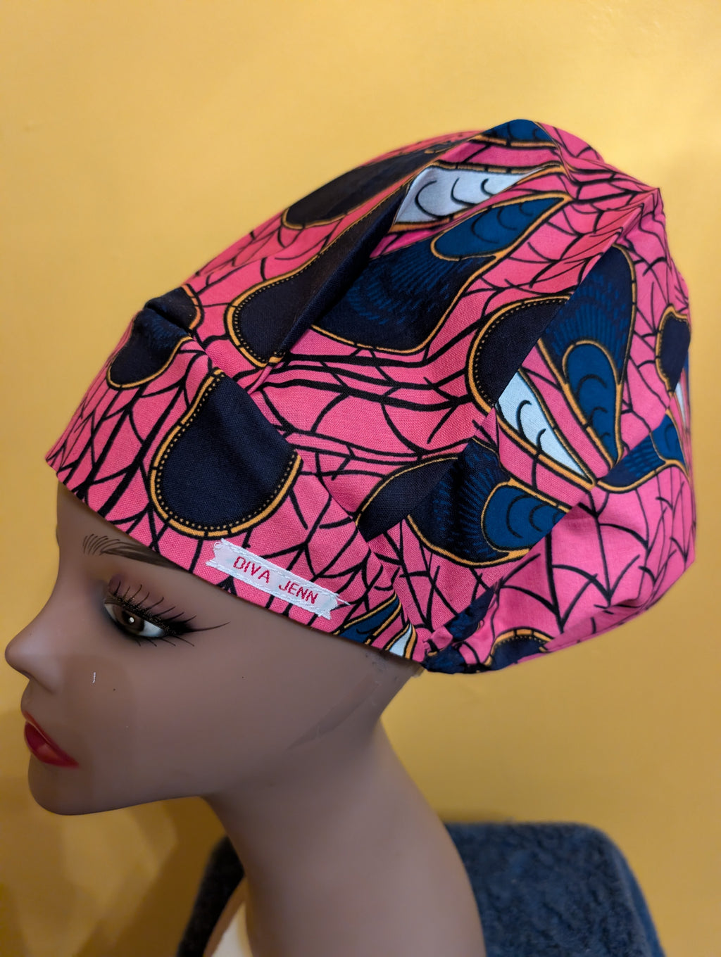 Pink/Blue/White Satin Lined Bouffant Style Hat