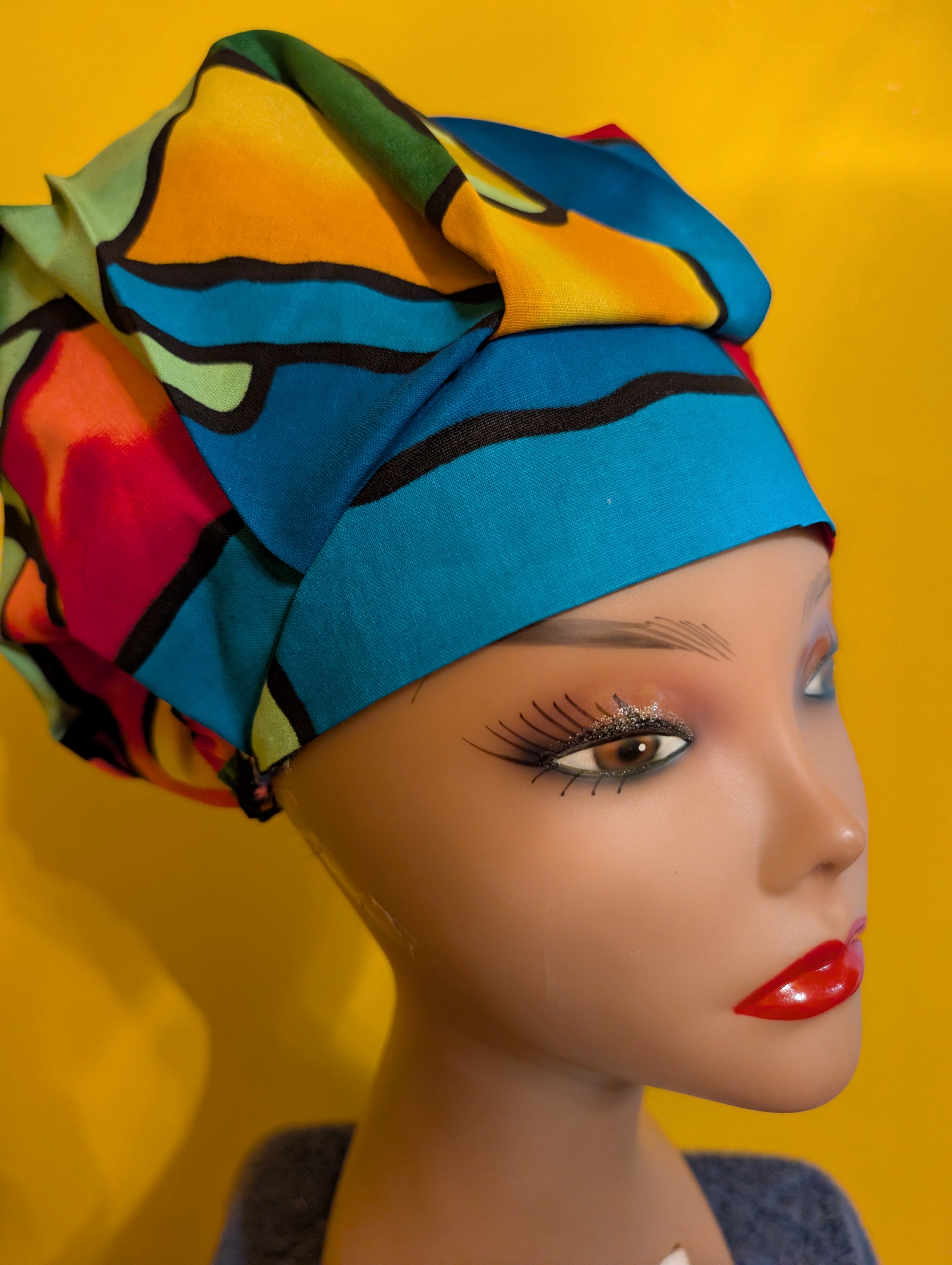 Blue/Yellow/Red/Green/Black Satin Lined Bouffant Style Hat