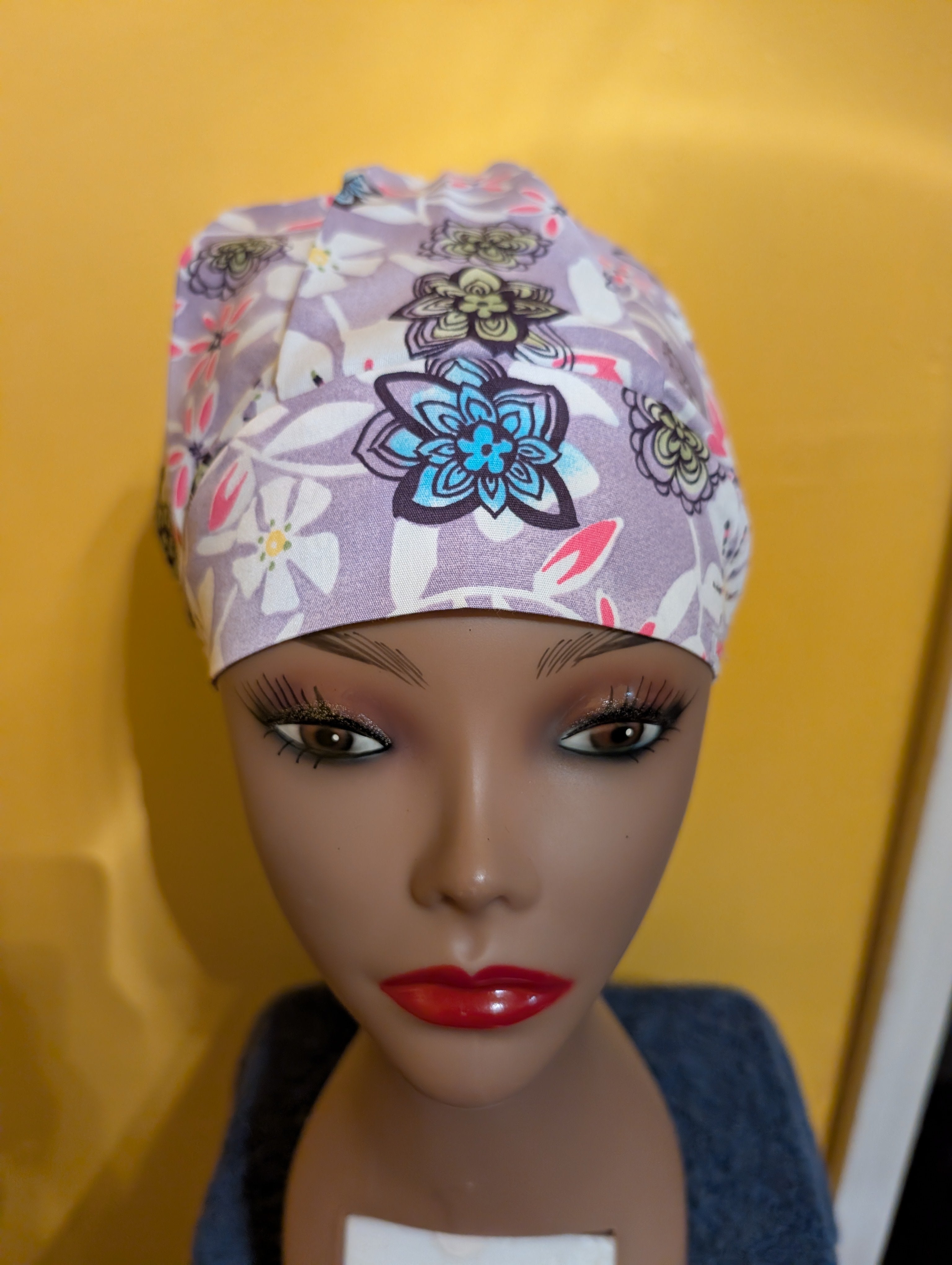 Lavender/Pink/White Satin Lined Bouffant Style Hat
