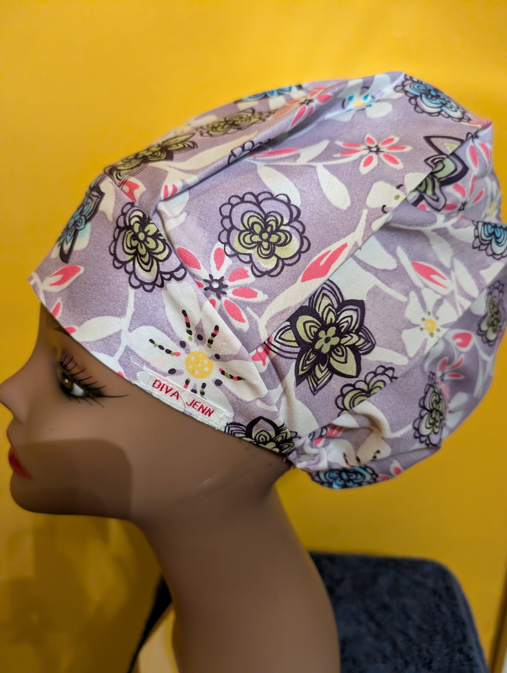 Lavender/Pink/White Satin Lined Bouffant Style Hat