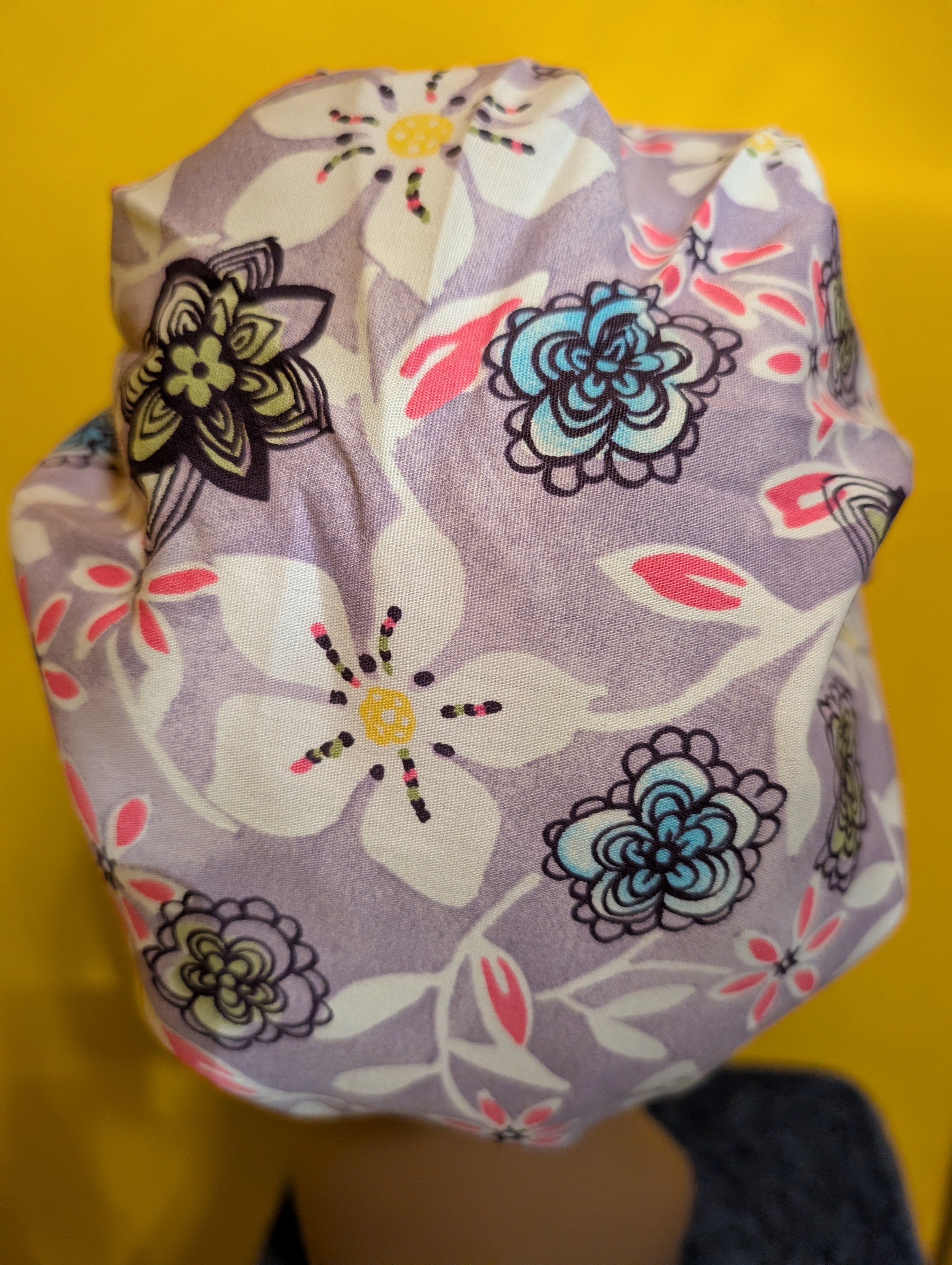 Lavender/Pink/White Satin Lined Bouffant Style Hat