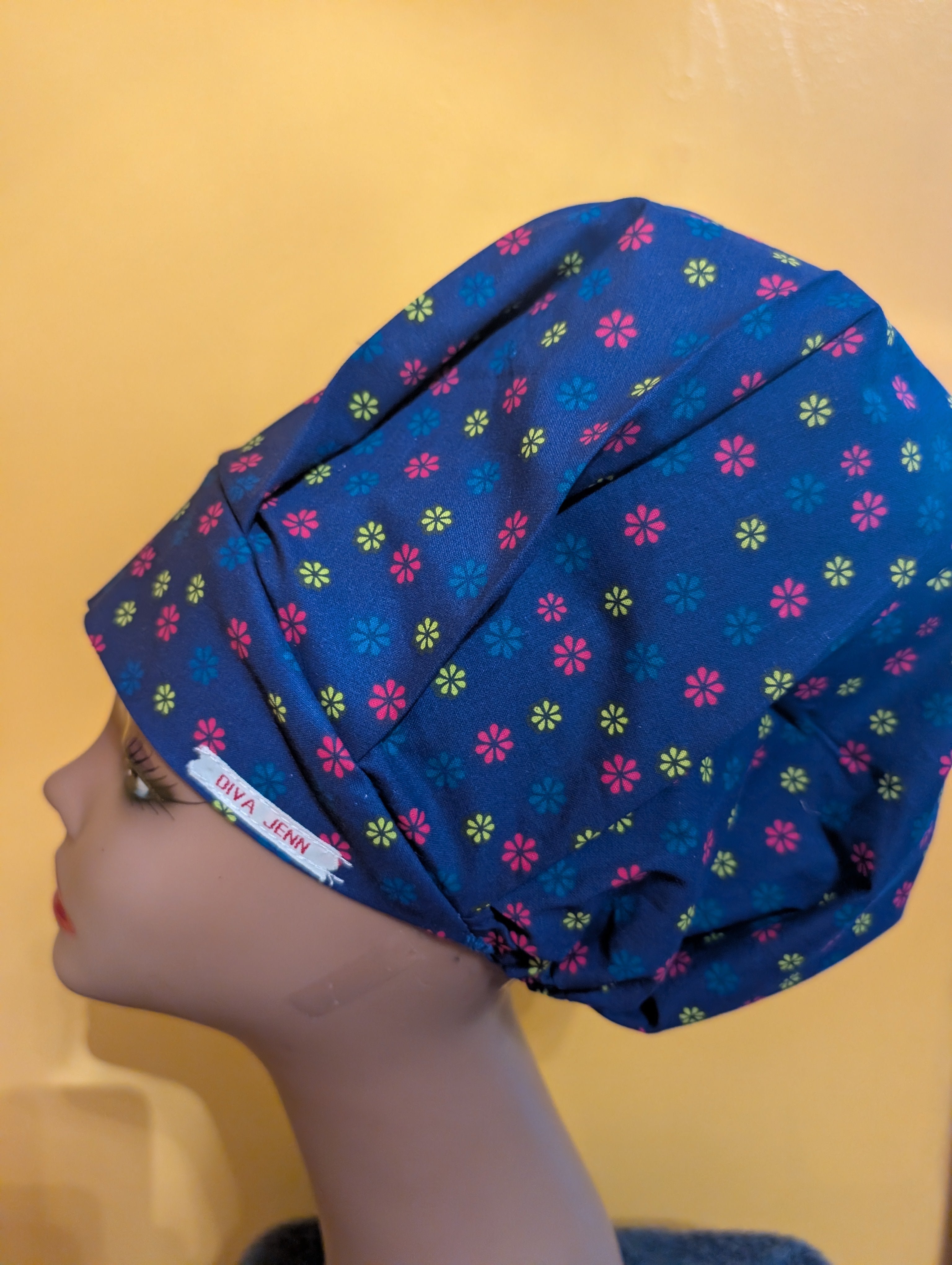 Blue Satin Lined Bouffant Style Hat