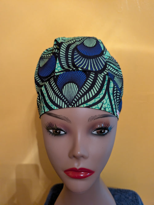 Blue/Green/Black Satin Lined Bouffant Style Hat