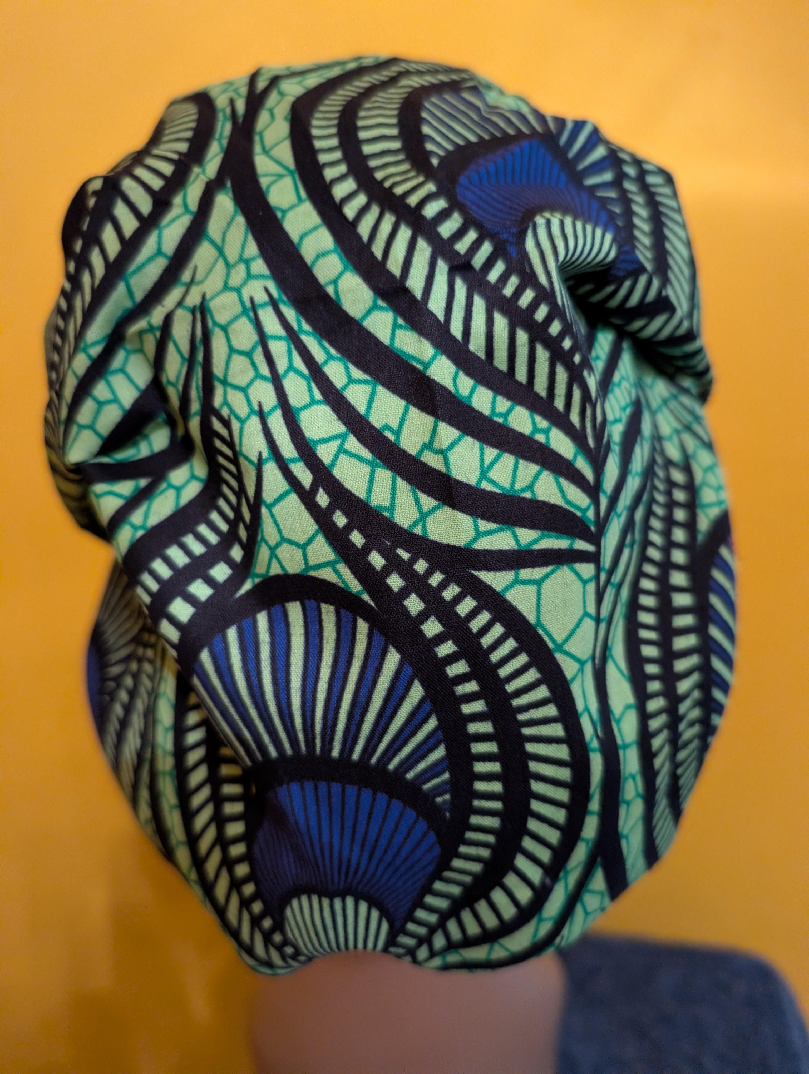 Blue/Green/Black Satin Lined Bouffant Style Hat