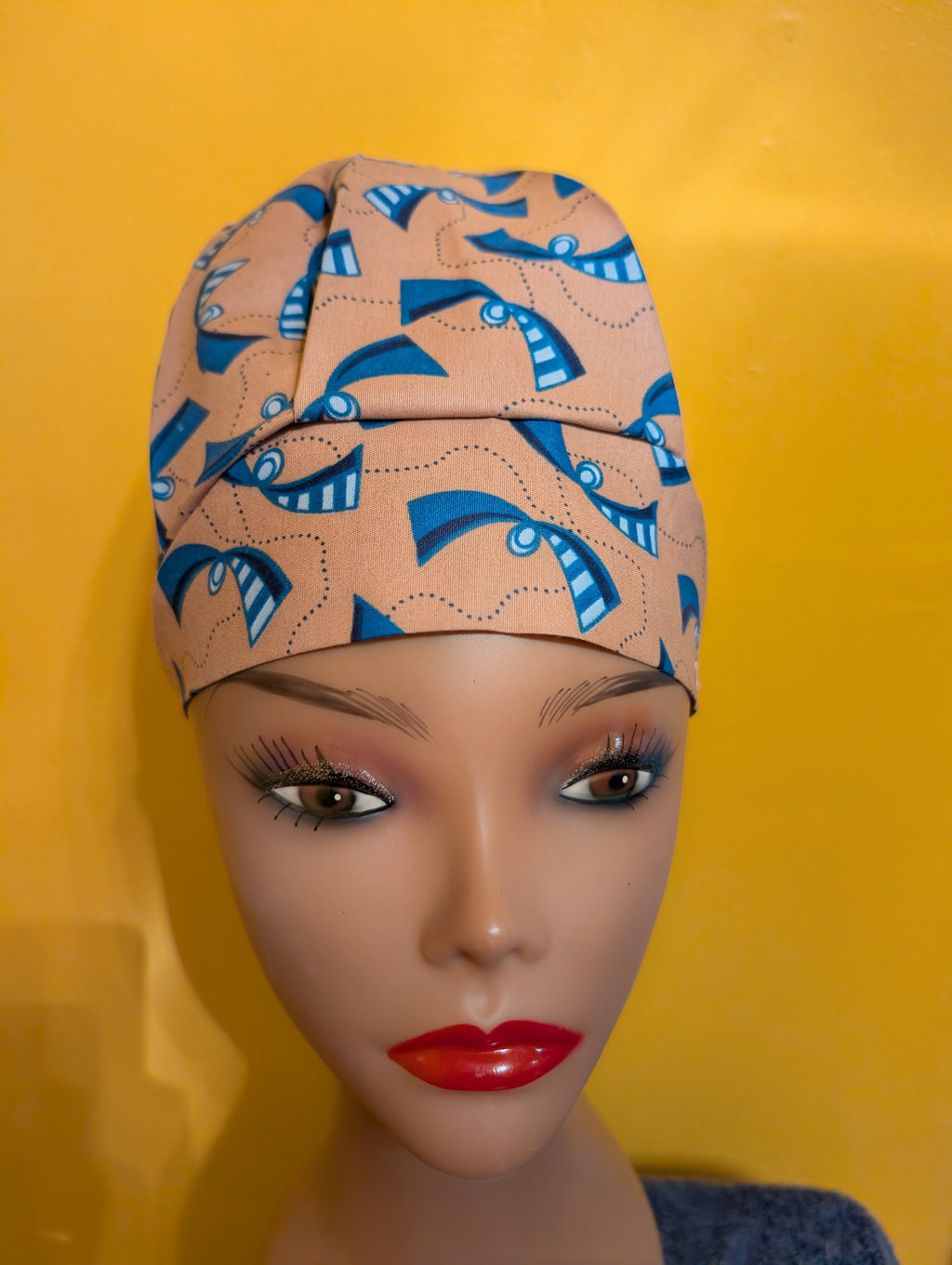 Blue/Greyish Satin Lined Bouffant Style Hat