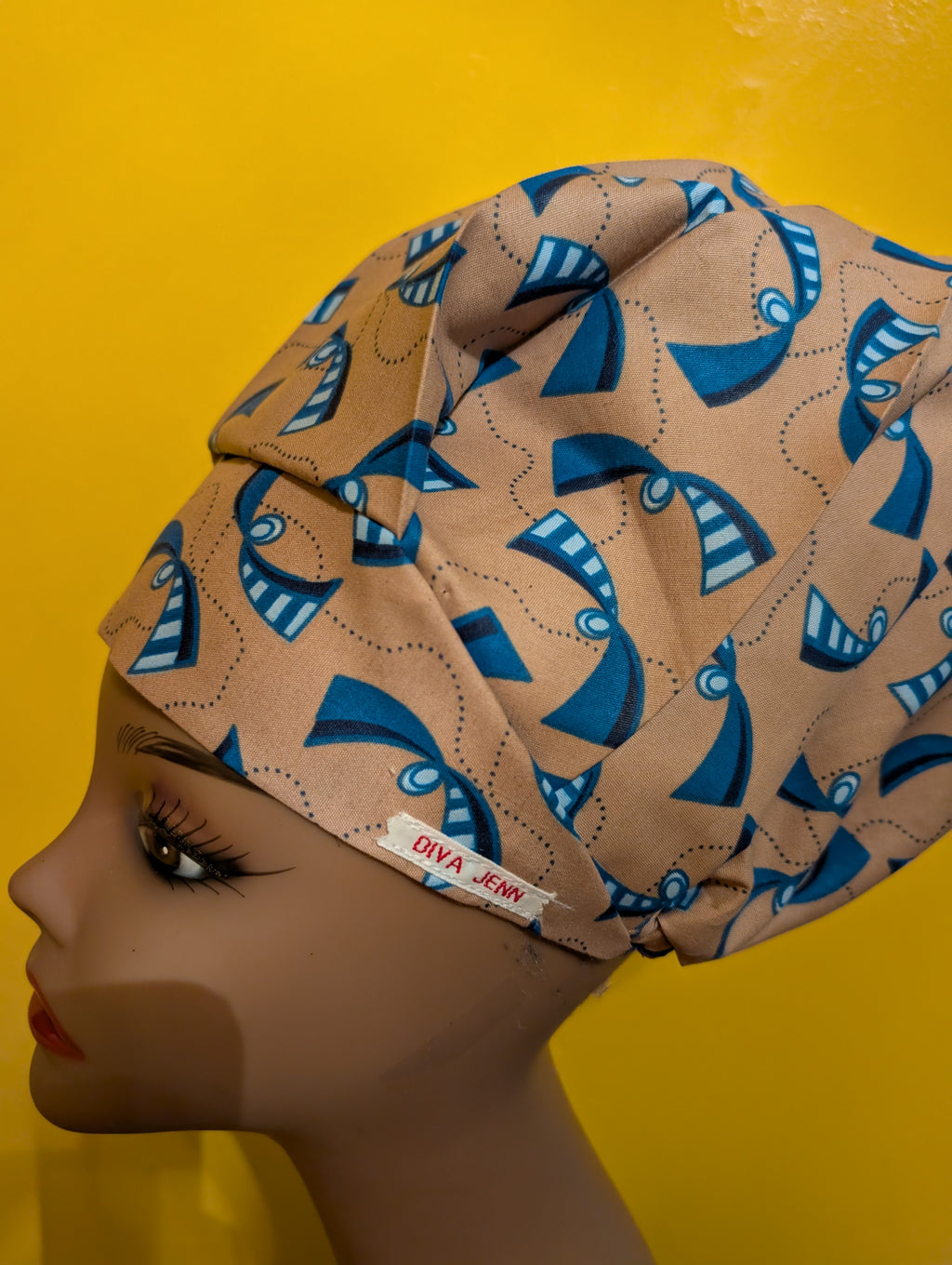 Blue/Greyish Satin Lined Bouffant Style Hat