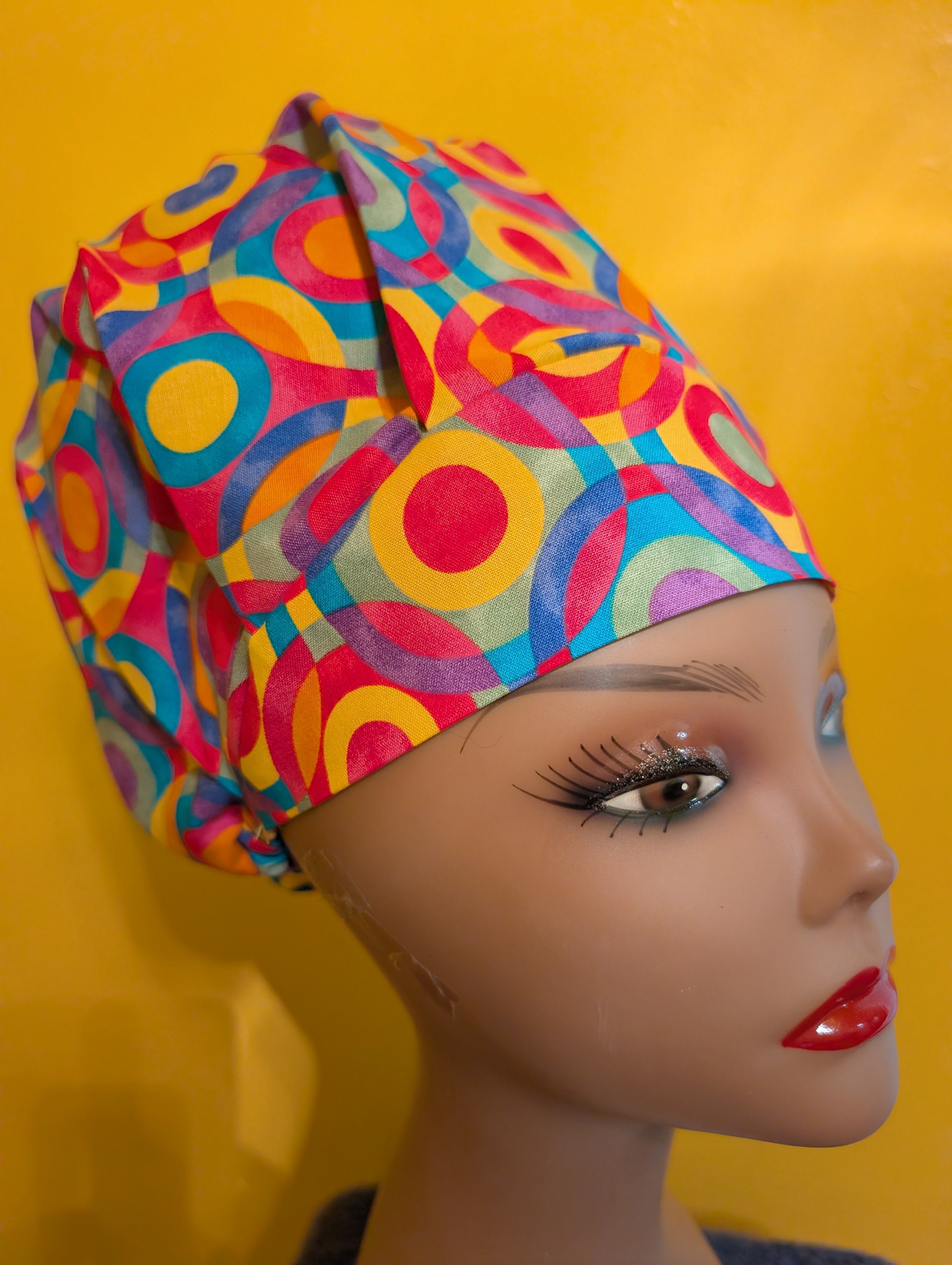Blue/Yellow/Green/Purple Satin Lined Bouffant Style Hat