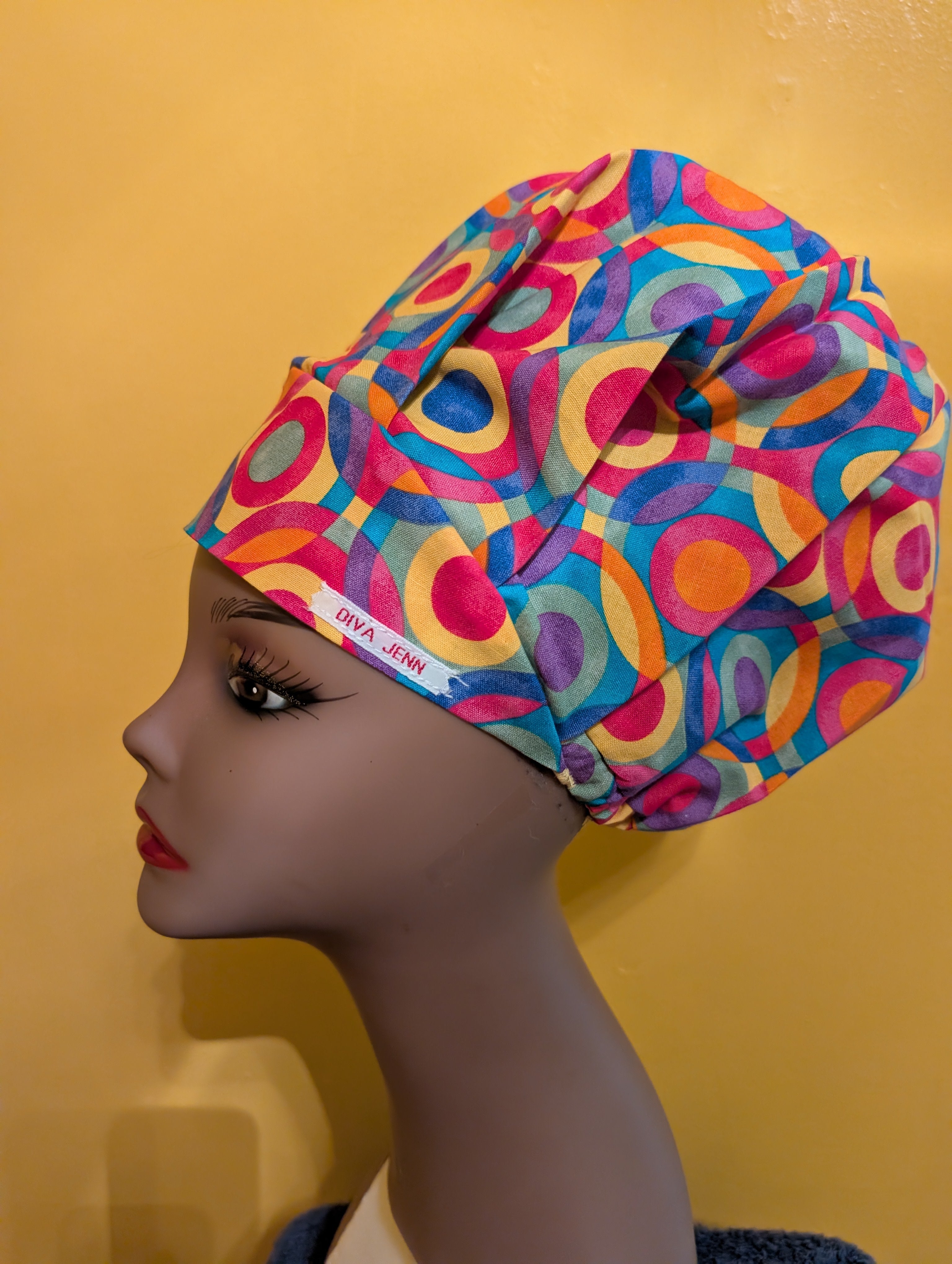 Blue/Yellow/Green/Purple Satin Lined Bouffant Style Hat