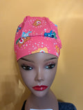 Pink Care Bear Themed Satin Lined Bouffant Style Hat
