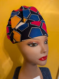 Blue/Gold/White Satin Lined Bouffant Style Hat