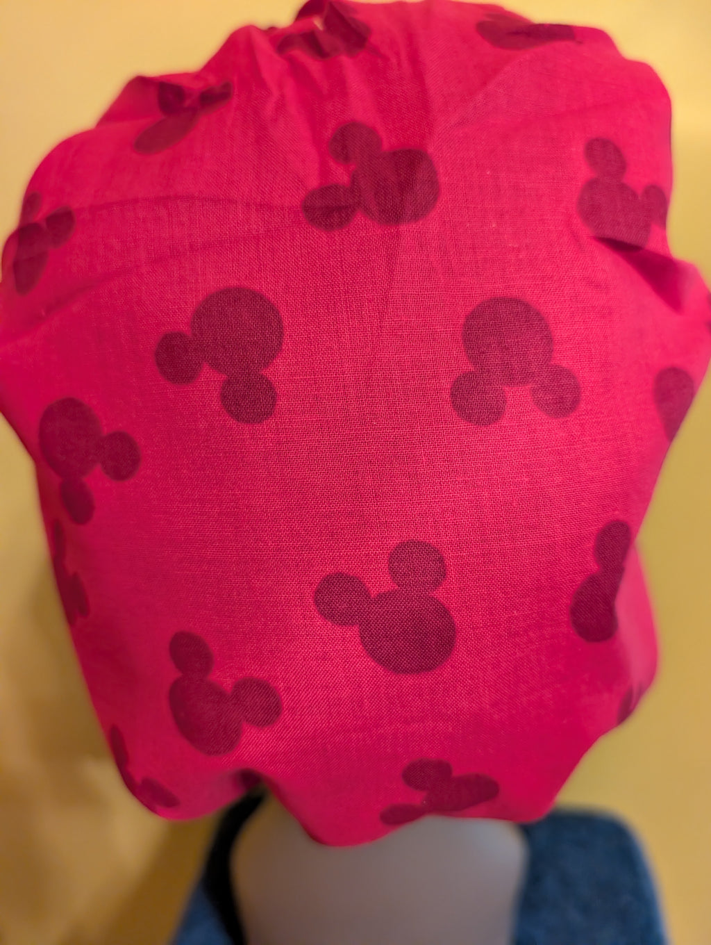 Red Mickey Mouse Themed Satin Lined Bouffant Style Hat