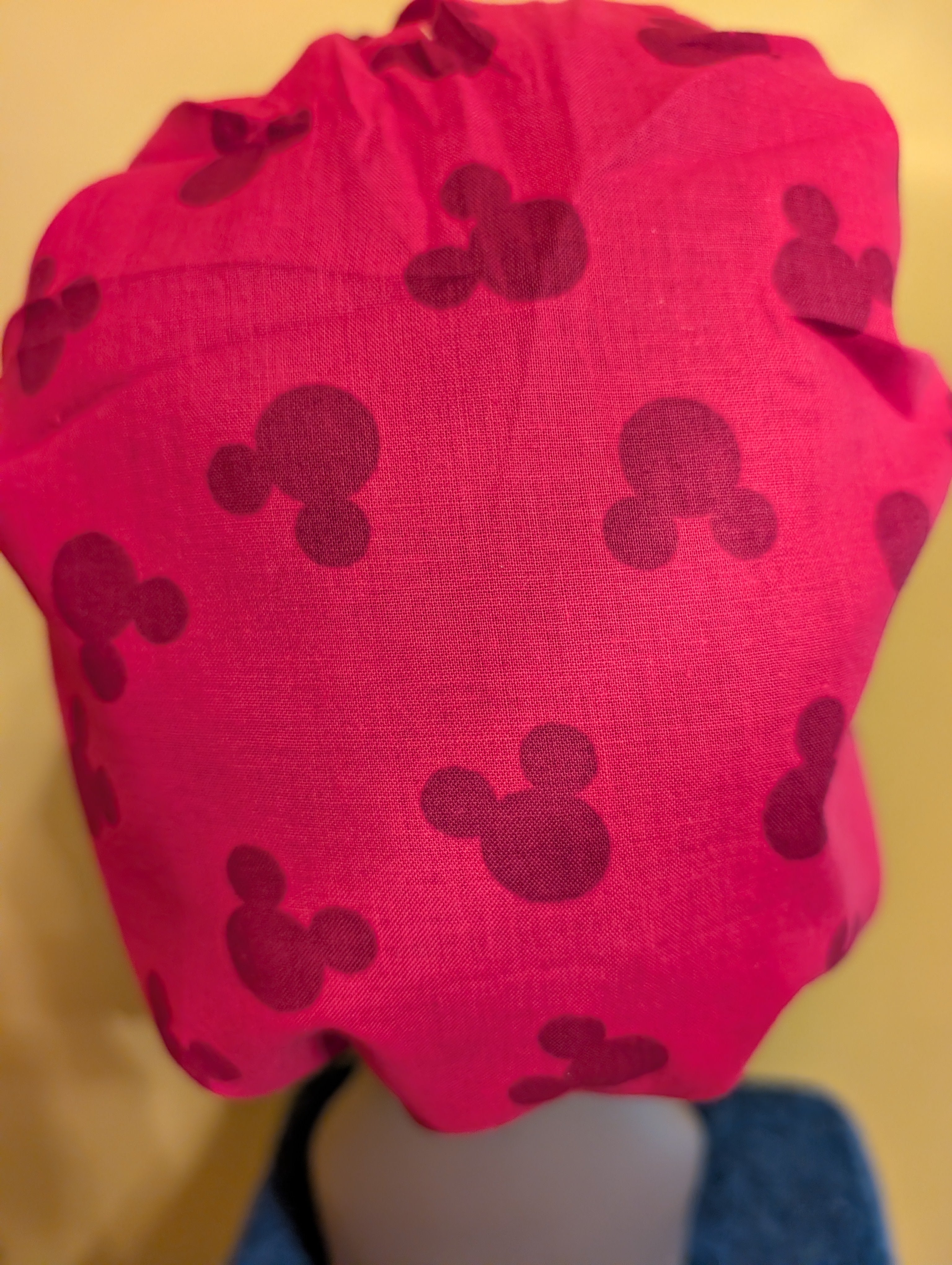 Red Mickey Mouse Themed Satin Lined Bouffant Style Hat