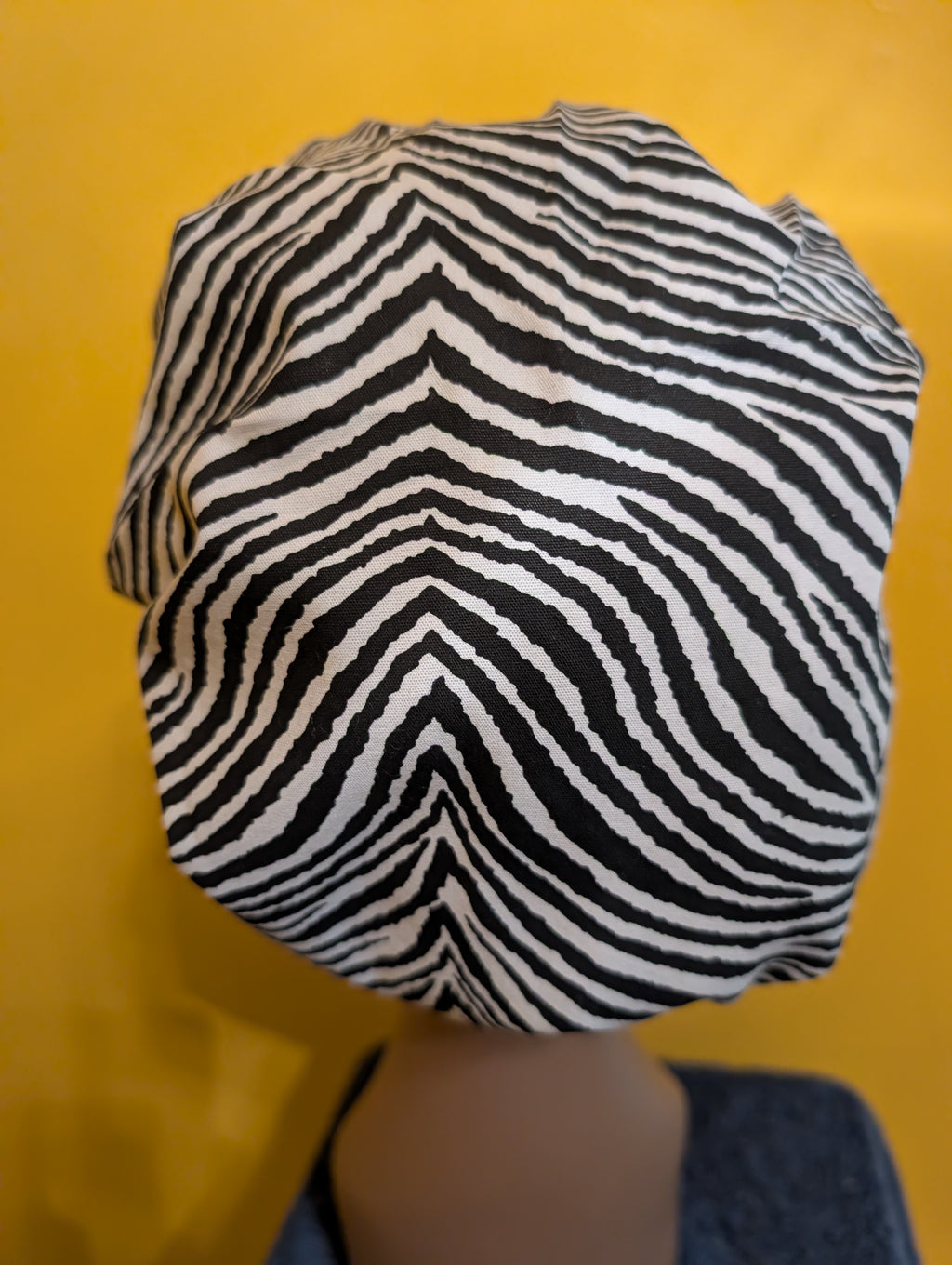 Black/White Zebra Themed Satin Lined Bouffant Style Hat