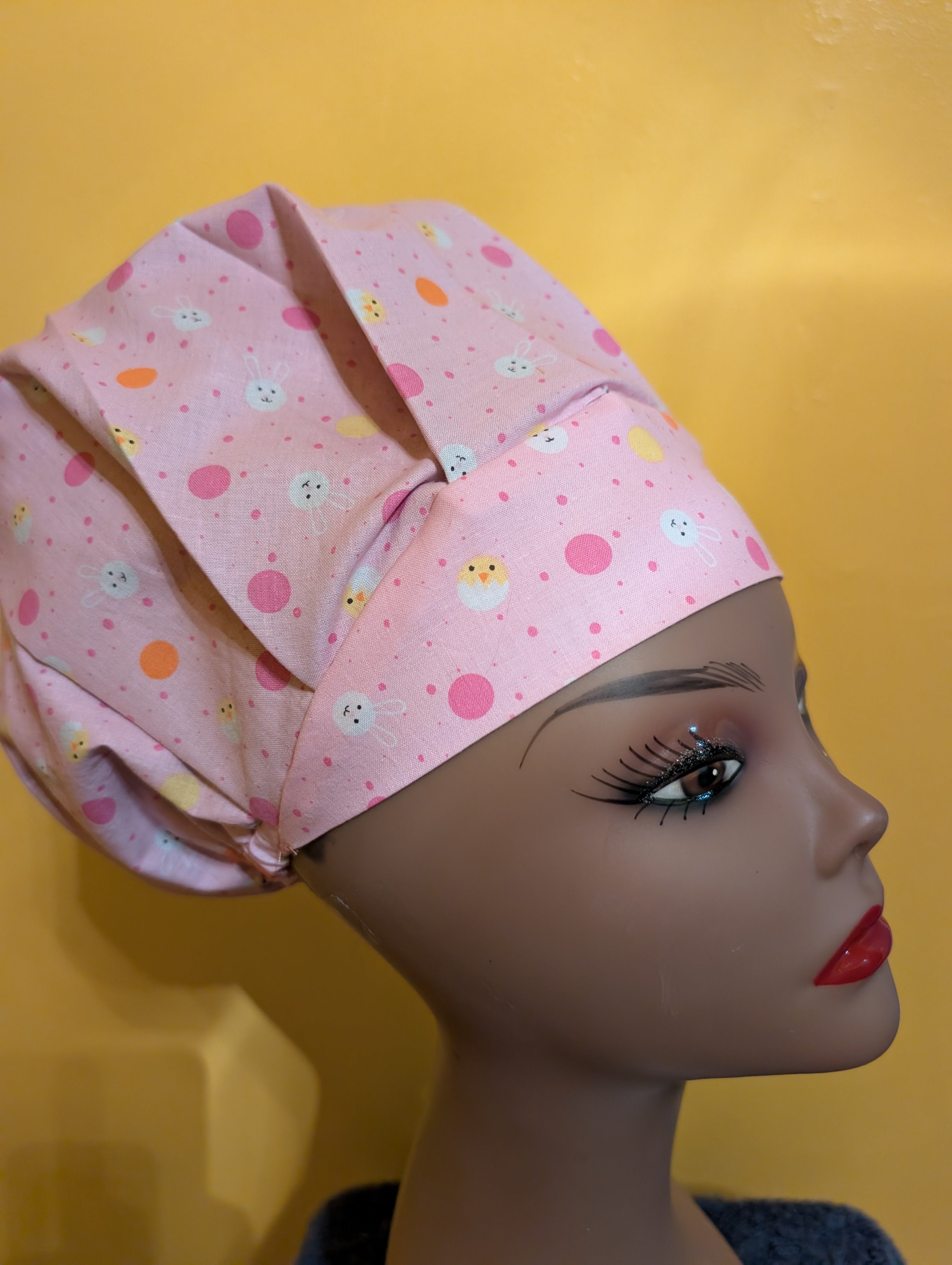 Pink Easter Themed Satin Lined Bouffant Style Hats