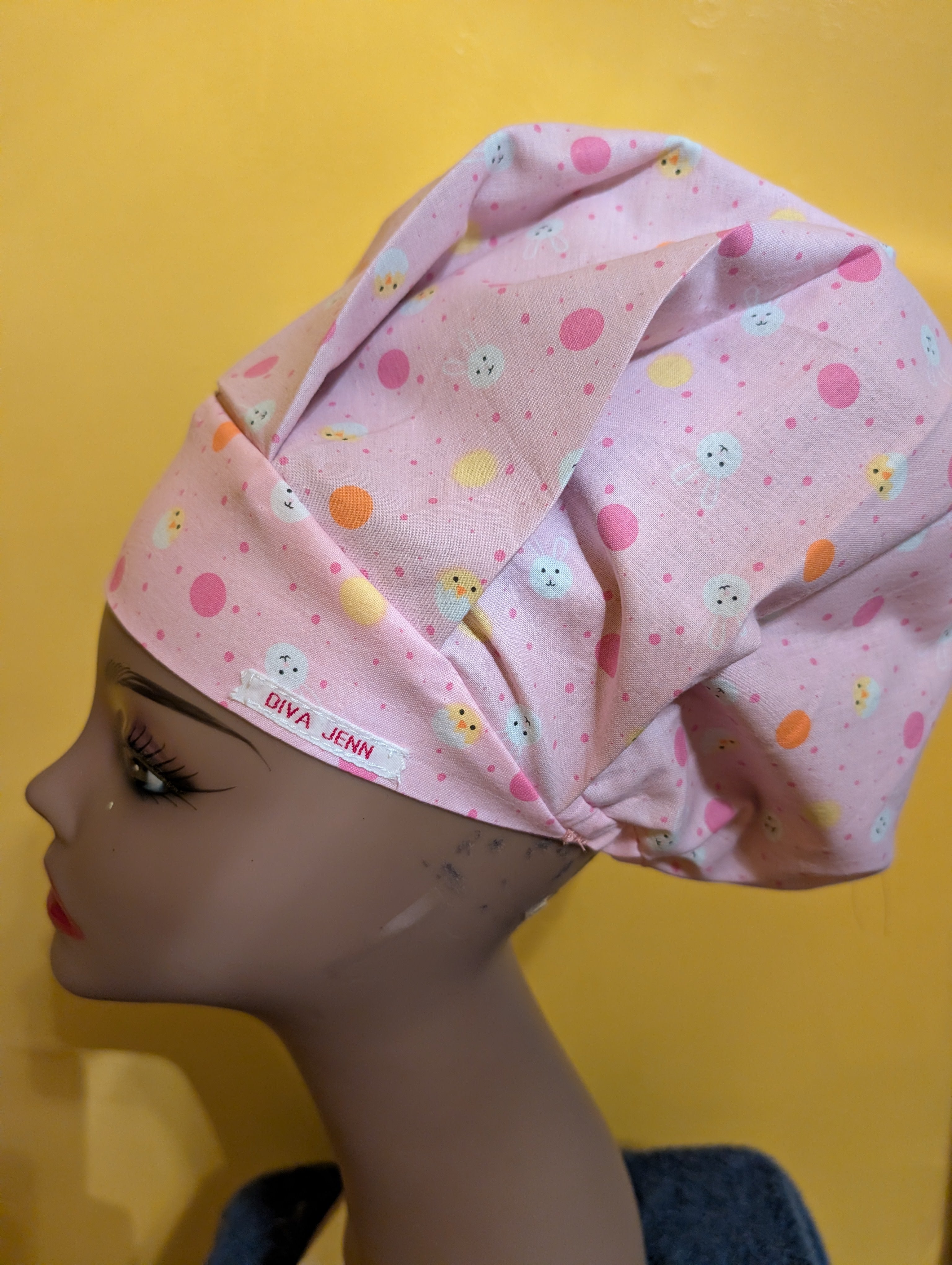 Pink Easter Themed Satin Lined Bouffant Style Hats