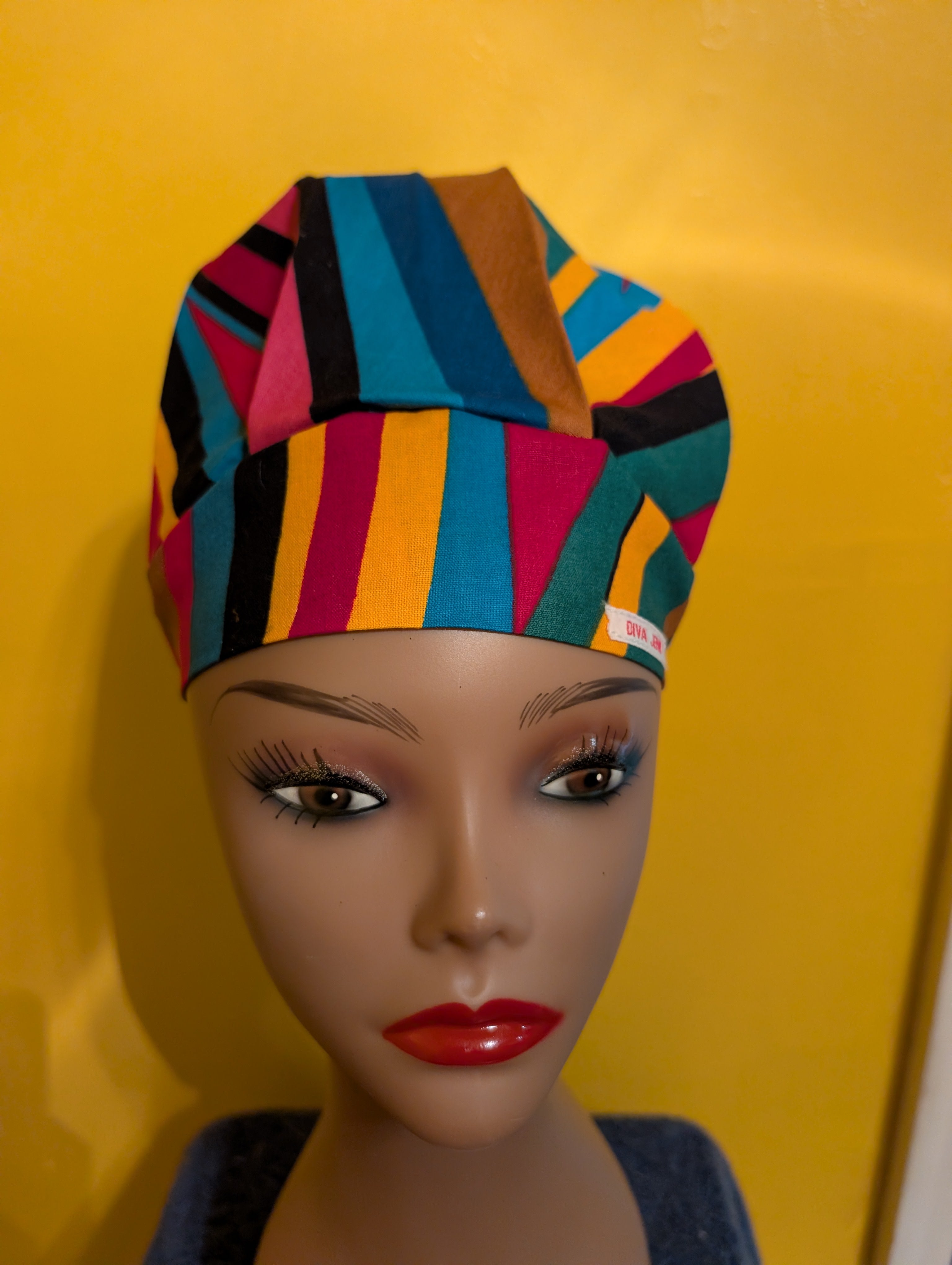 Blue/Red/Gold/Green/Black Satin Lined Bouffant Style Hat