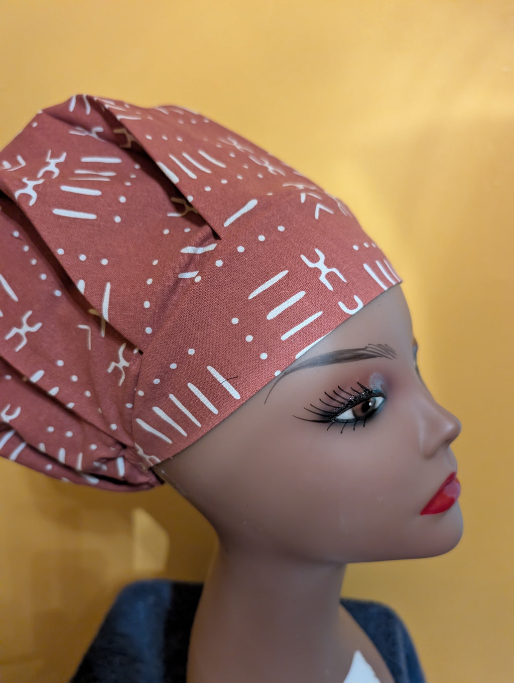 Brown/White Satin Lined Bouffant Style Hat