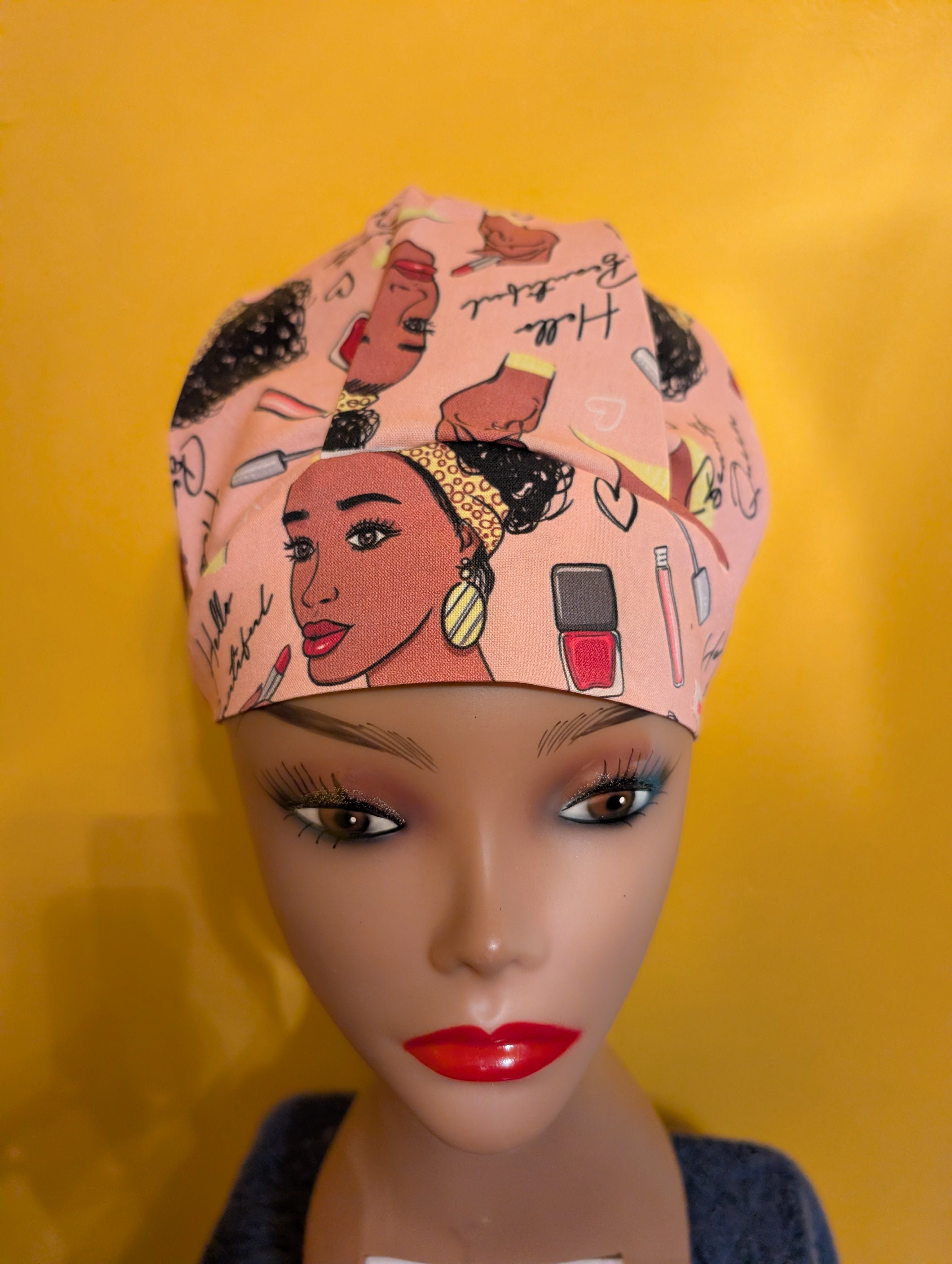 Pink African American Female Beauty Queen Satin Lined Bouffant Style Hat
