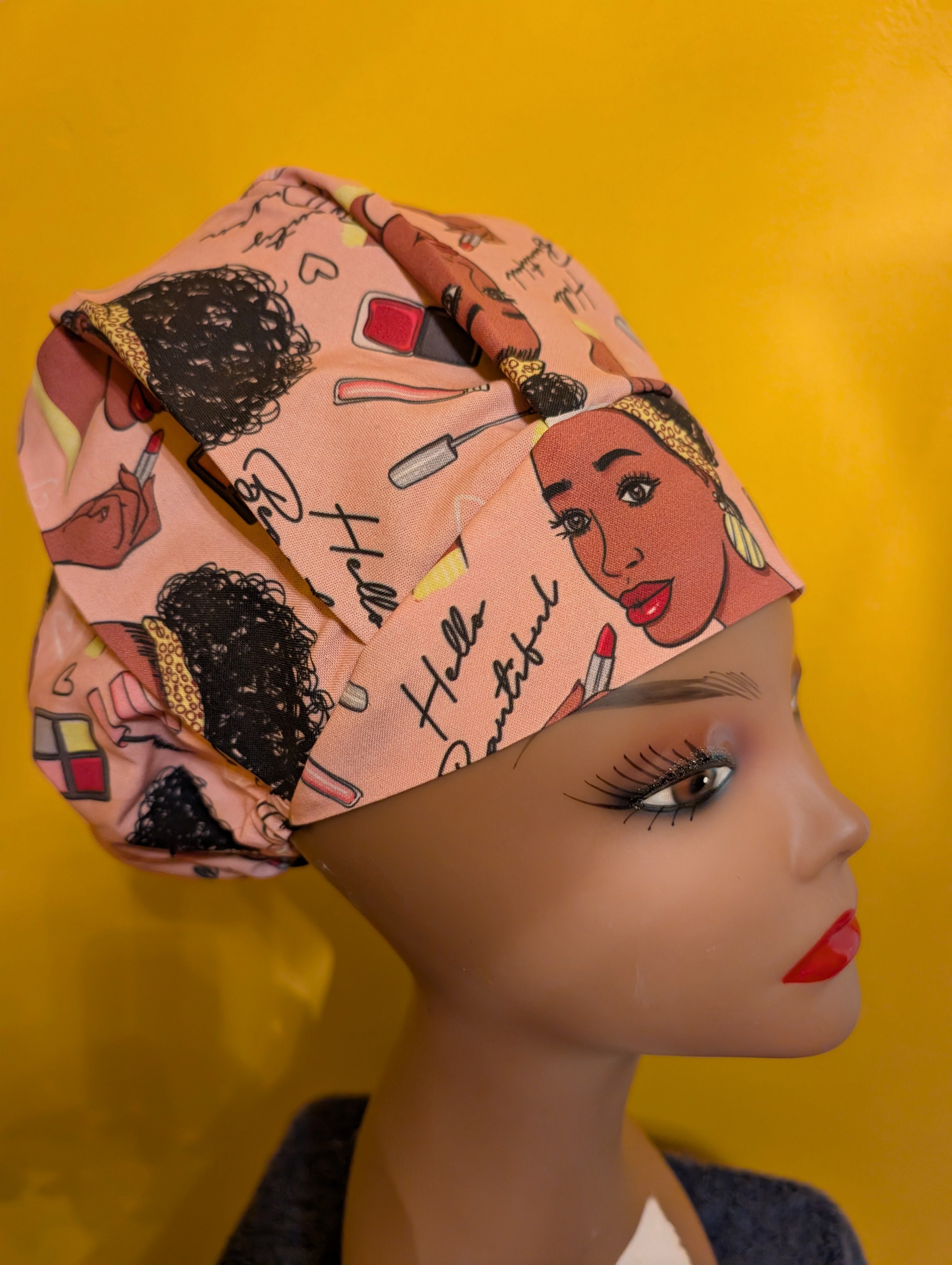 Pink African American Female Beauty Queen Satin Lined Bouffant Style Hat
