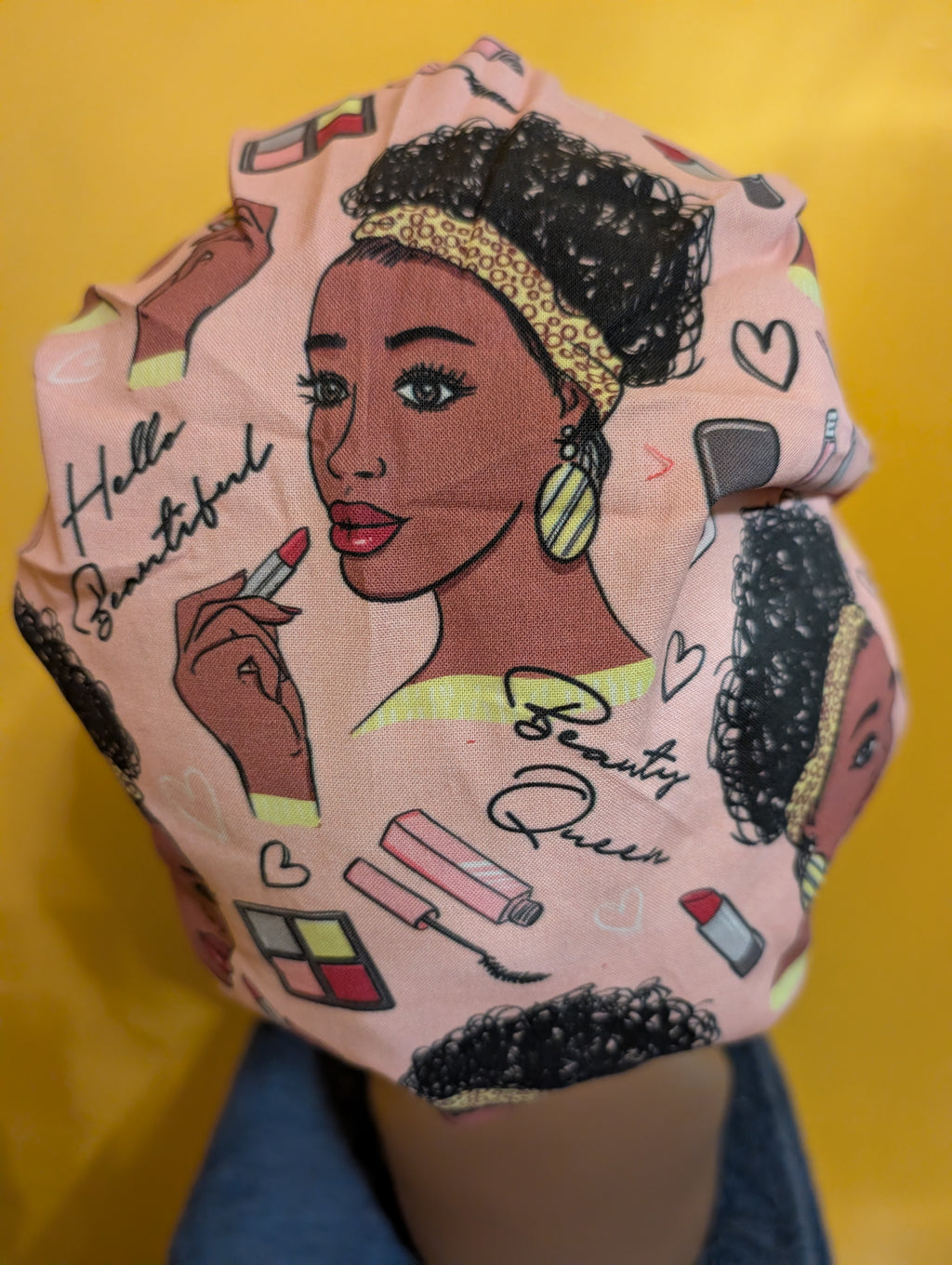 Pink African American Female Beauty Queen Satin Lined Bouffant Style Hat