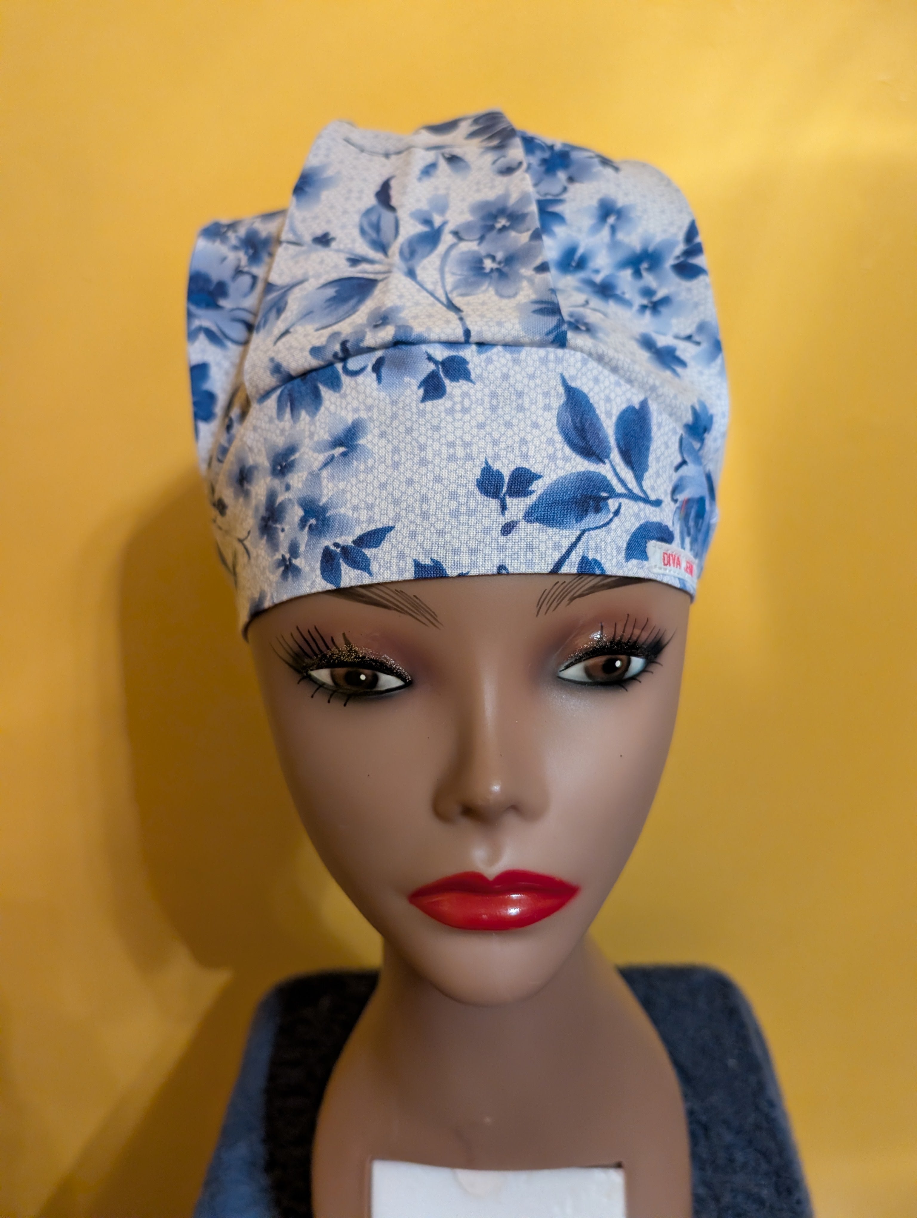 Blue/White Satin Lined Bouffant Style Hat
