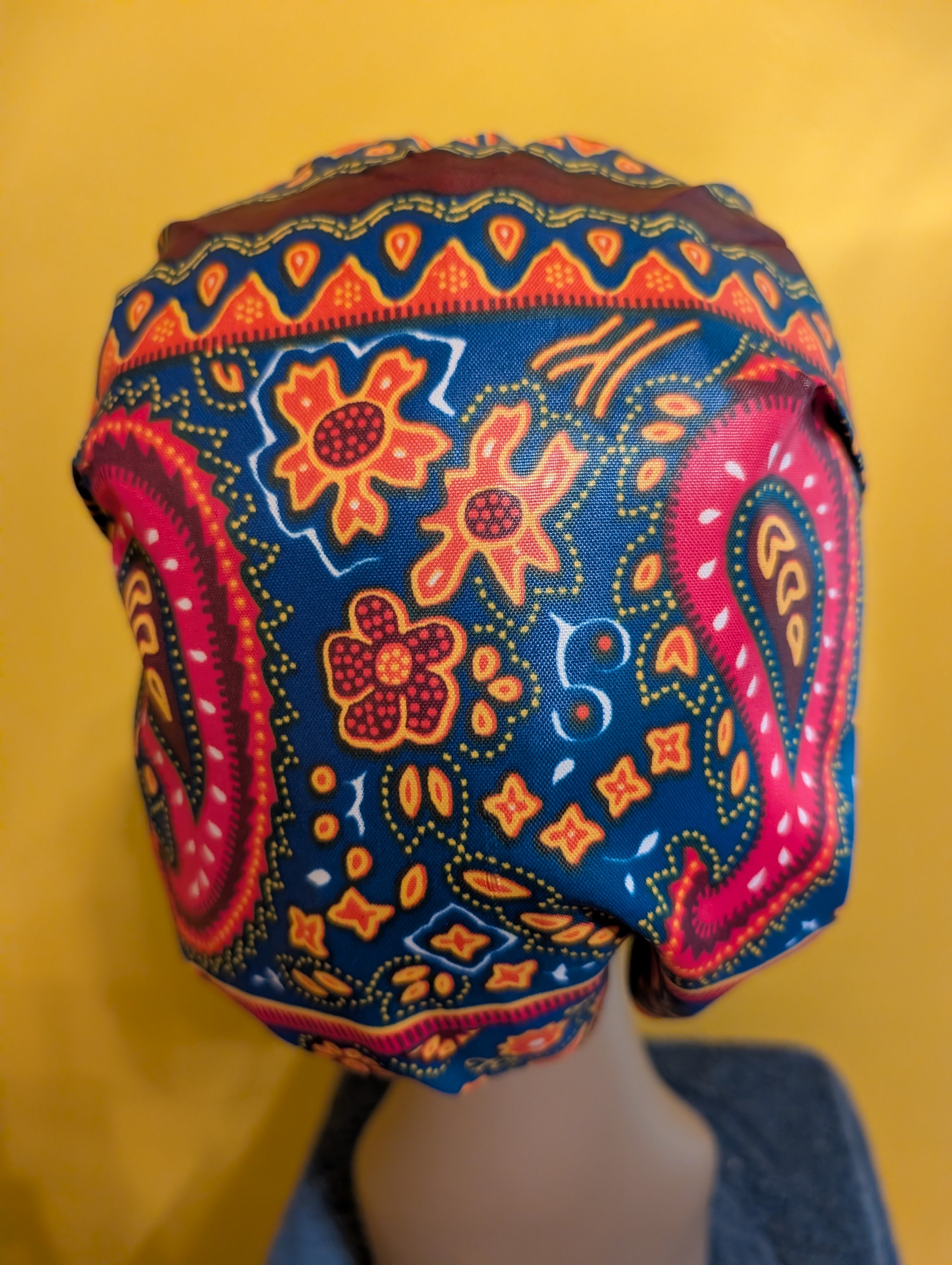 Blue/Gold Satin Lined Bouffant Style Hat