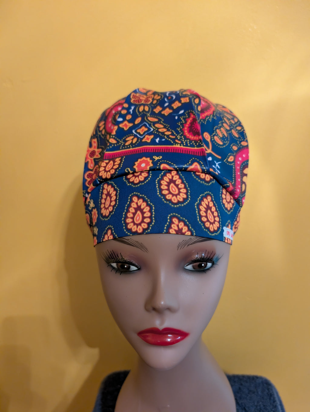 Blue/Gold Satin Lined Bouffant Style Hat