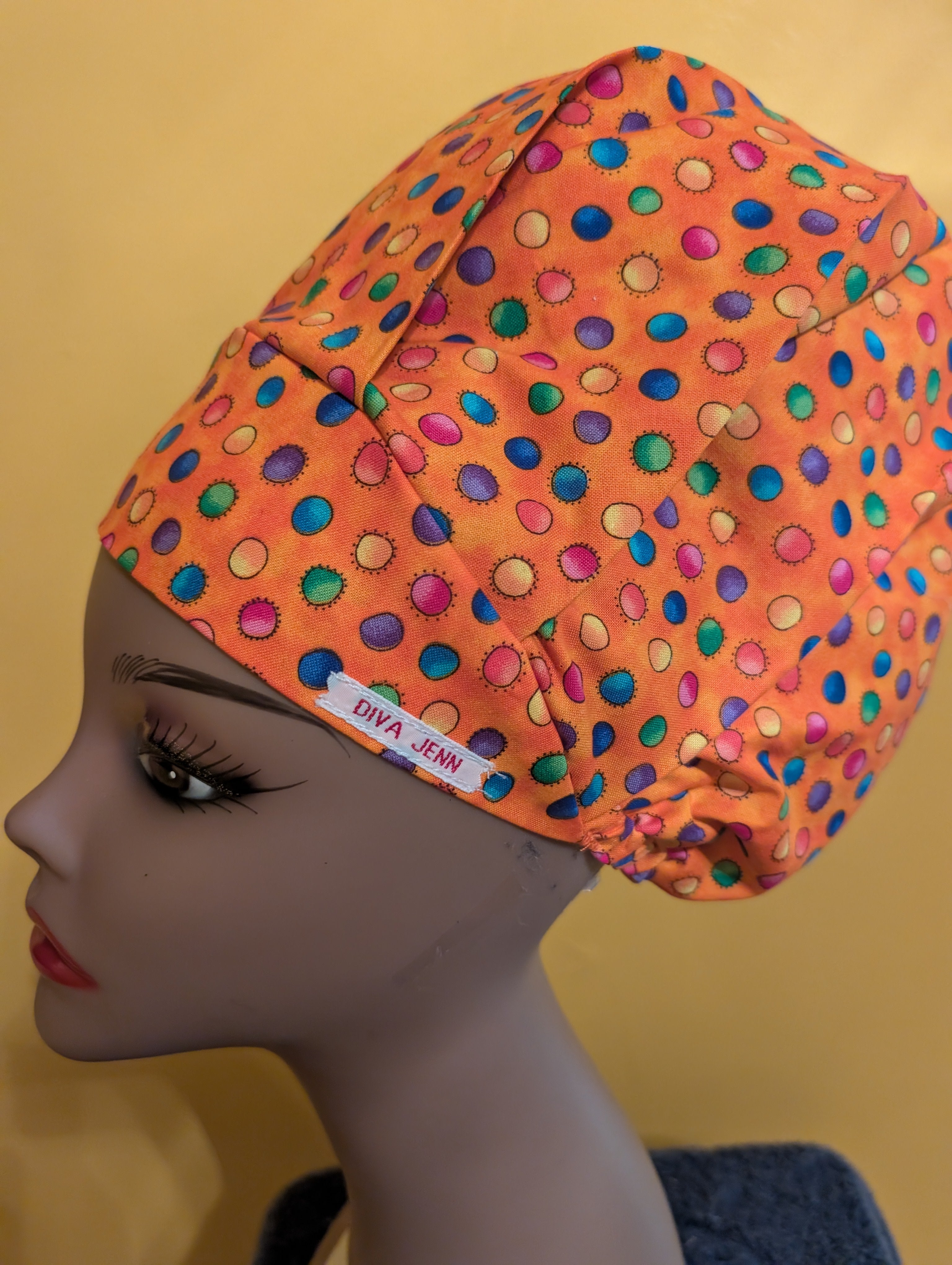 Orange Satin Lined Bouffant Style Hat