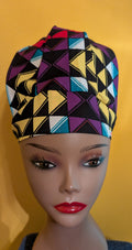 Purple/Yellow/White/Teal Satin Lined Bouffant Style Hat
