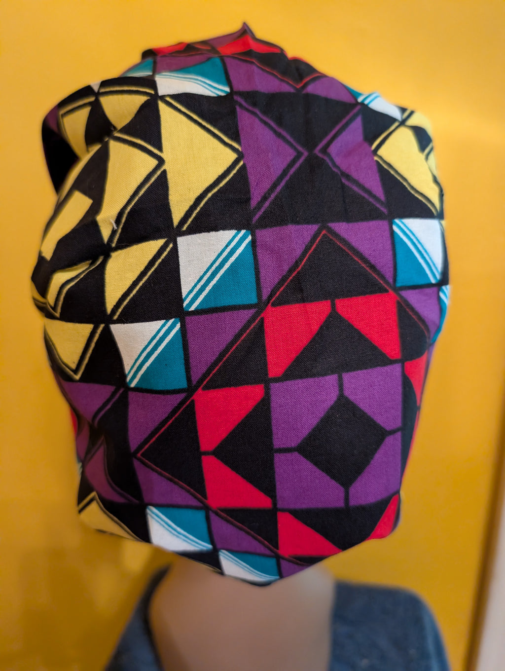 Purple/Yellow/White/Teal Satin Lined Bouffant Style Hat
