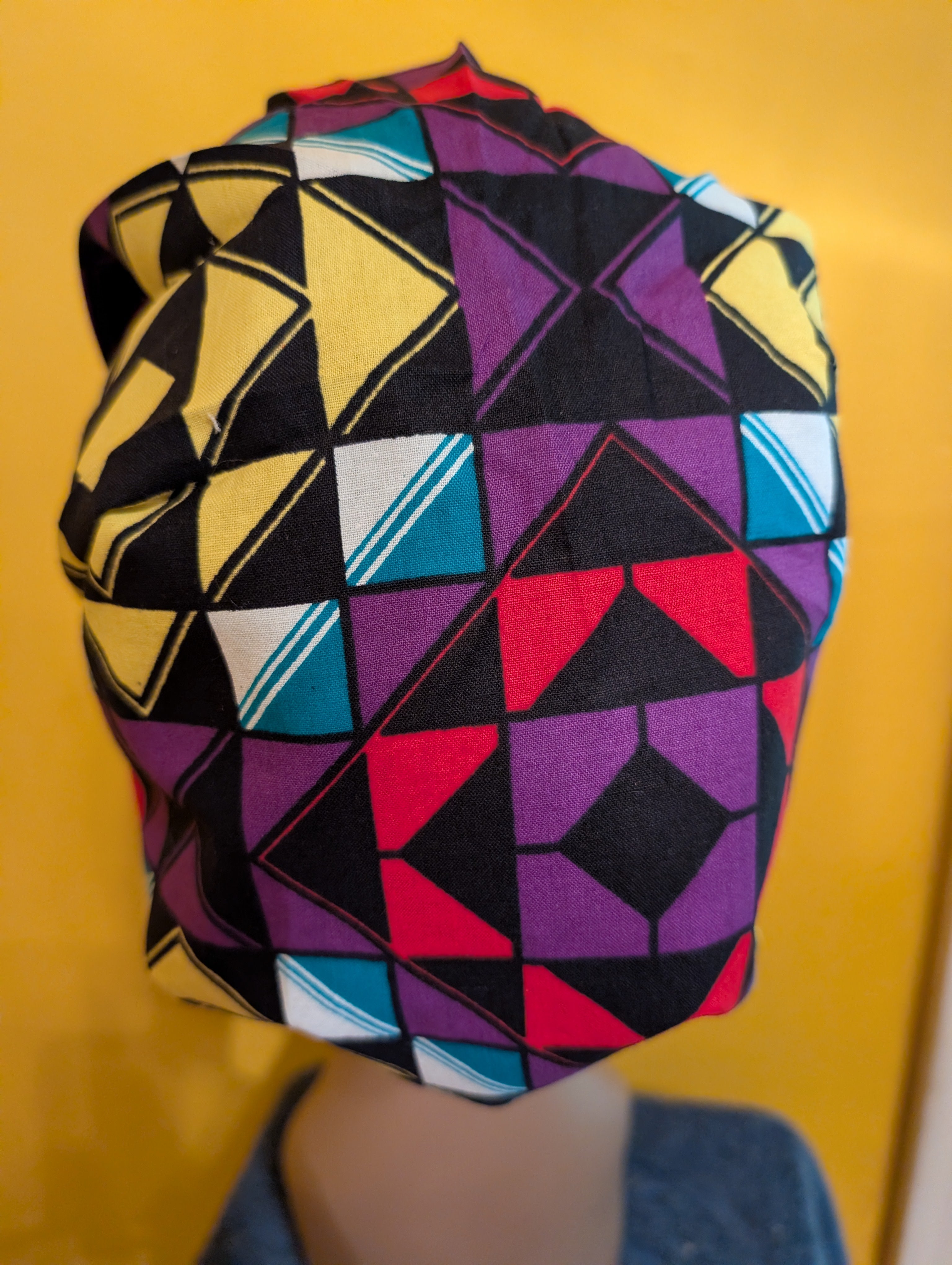 Purple/Yellow/White/Teal Satin Lined Bouffant Style Hat