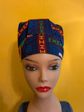 Blue/Orange Satin Lined Bouffant Style Hat