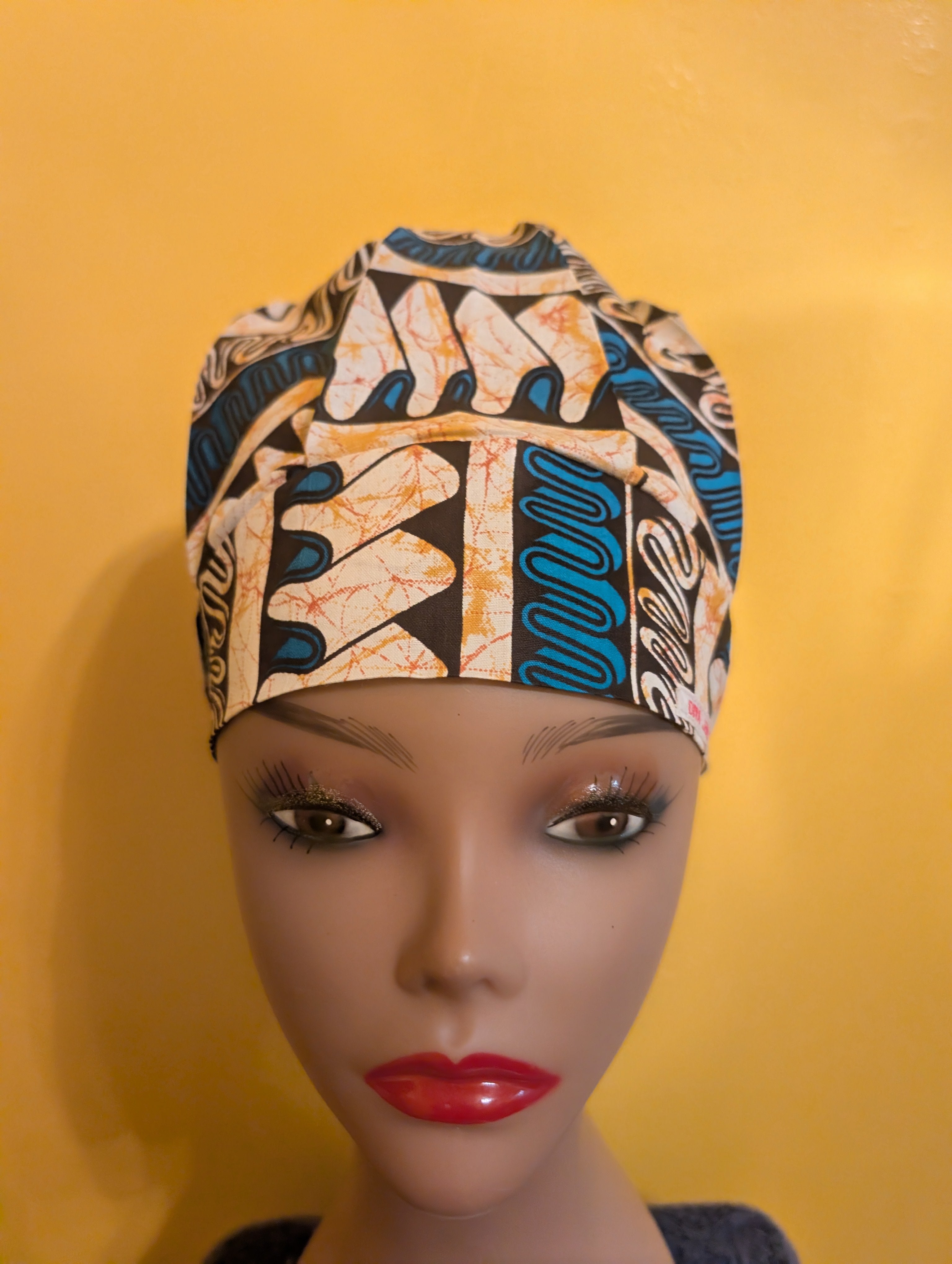 Blue/White/Black Satin Lined Bouffant Style Hat