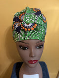 Blue/Green/White Satin Lined Bouffant Style Hat