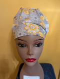 Yellow/Grey/White Satin Lined Bouffant Style Hat