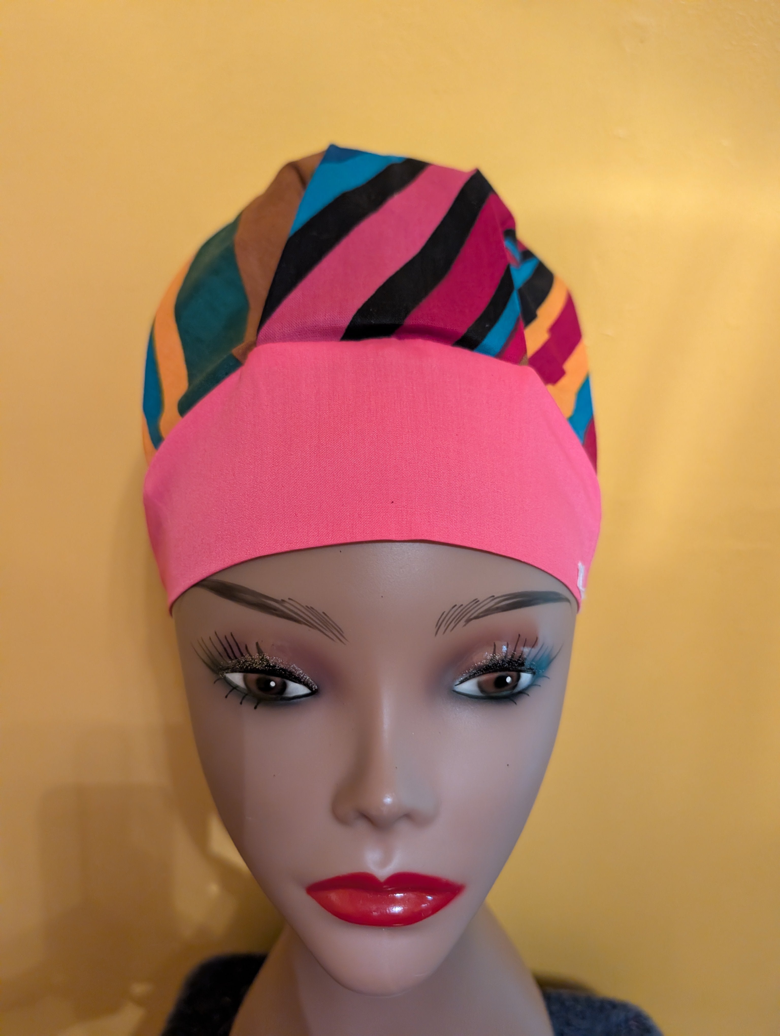 Pink/Green/Brown/Gold/Blue Satin Lined Bouffant Style Hat