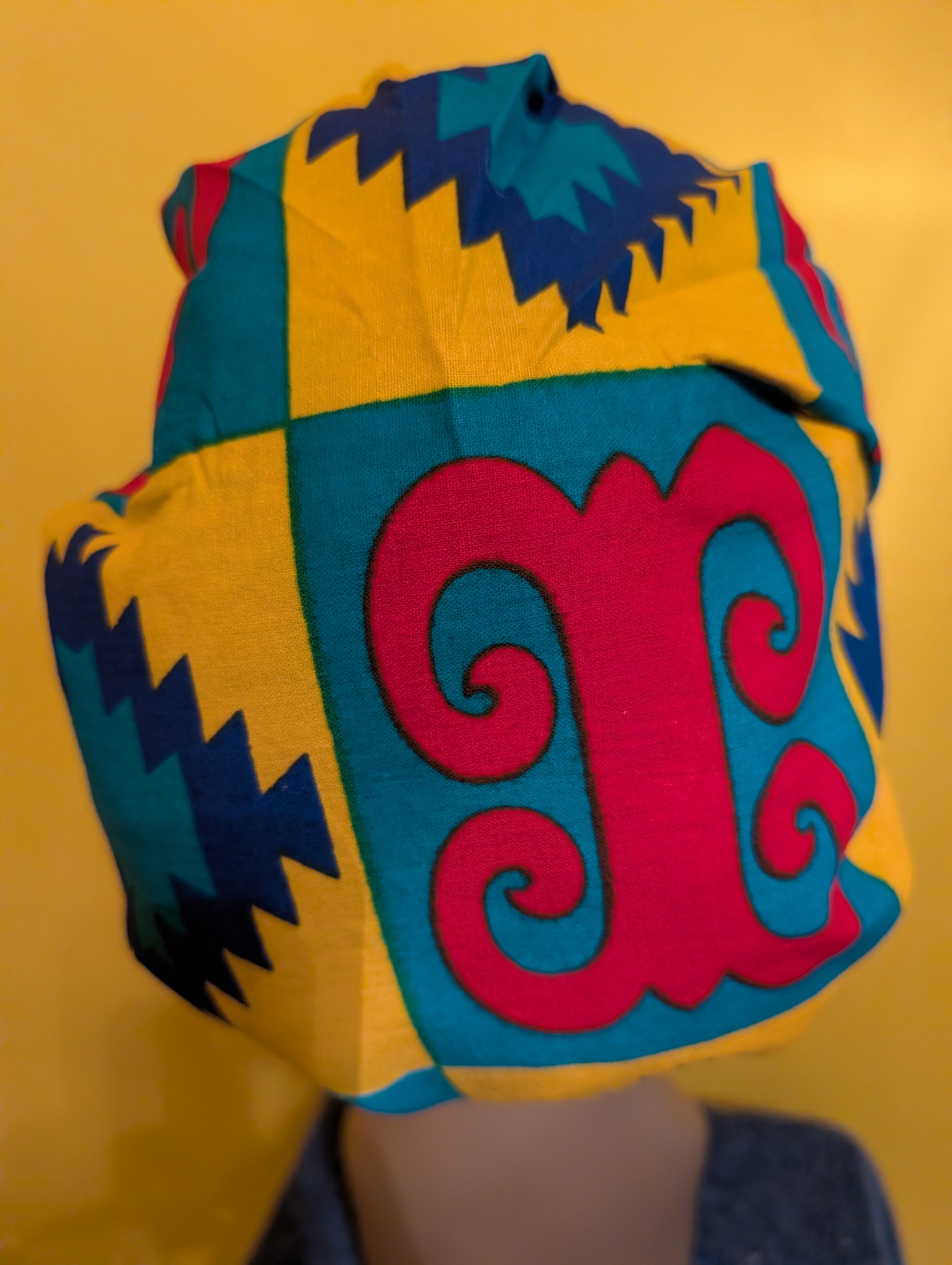 Gold/Red/Blue Satin Lined Bouffant Style Hat