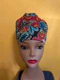 Blue/Orange/Pink/Black Satin Lined Bouffant Style Hat