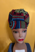 Blu/Yellow/Red Satin Lined Bouffant Style Hat
