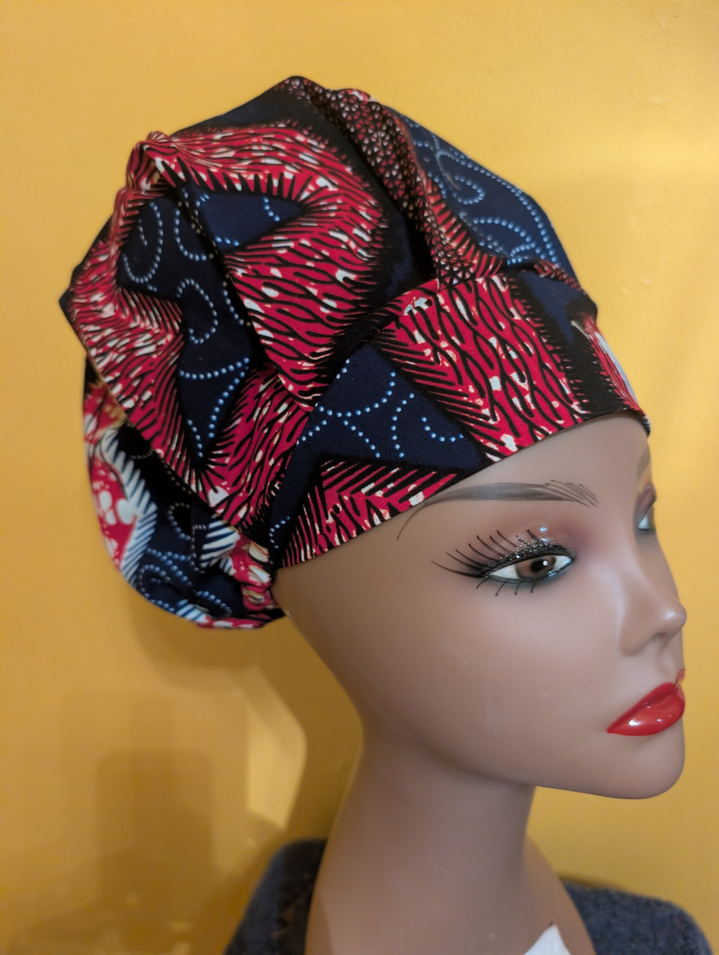 Red/White/Blue with Stars Satin Lined Bouffant Style Hat