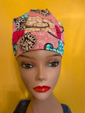 Pink/Teal/White Satin Lined Bouffant Style Hat