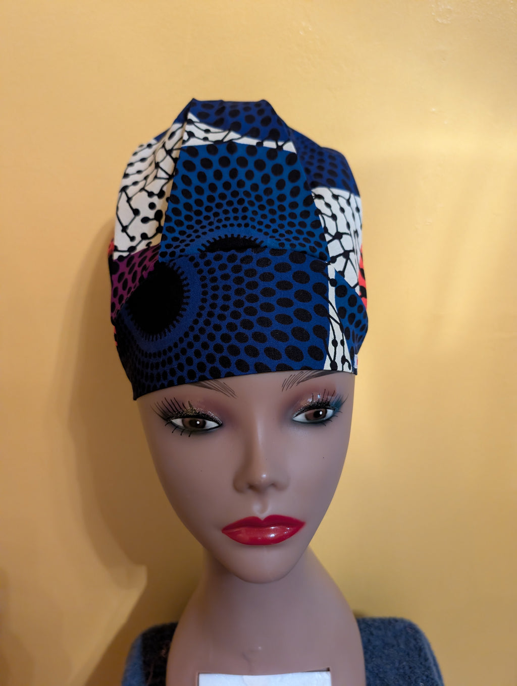 Blue/Orange/Purple/Cream Satin Lined Bouffant Style Hat
