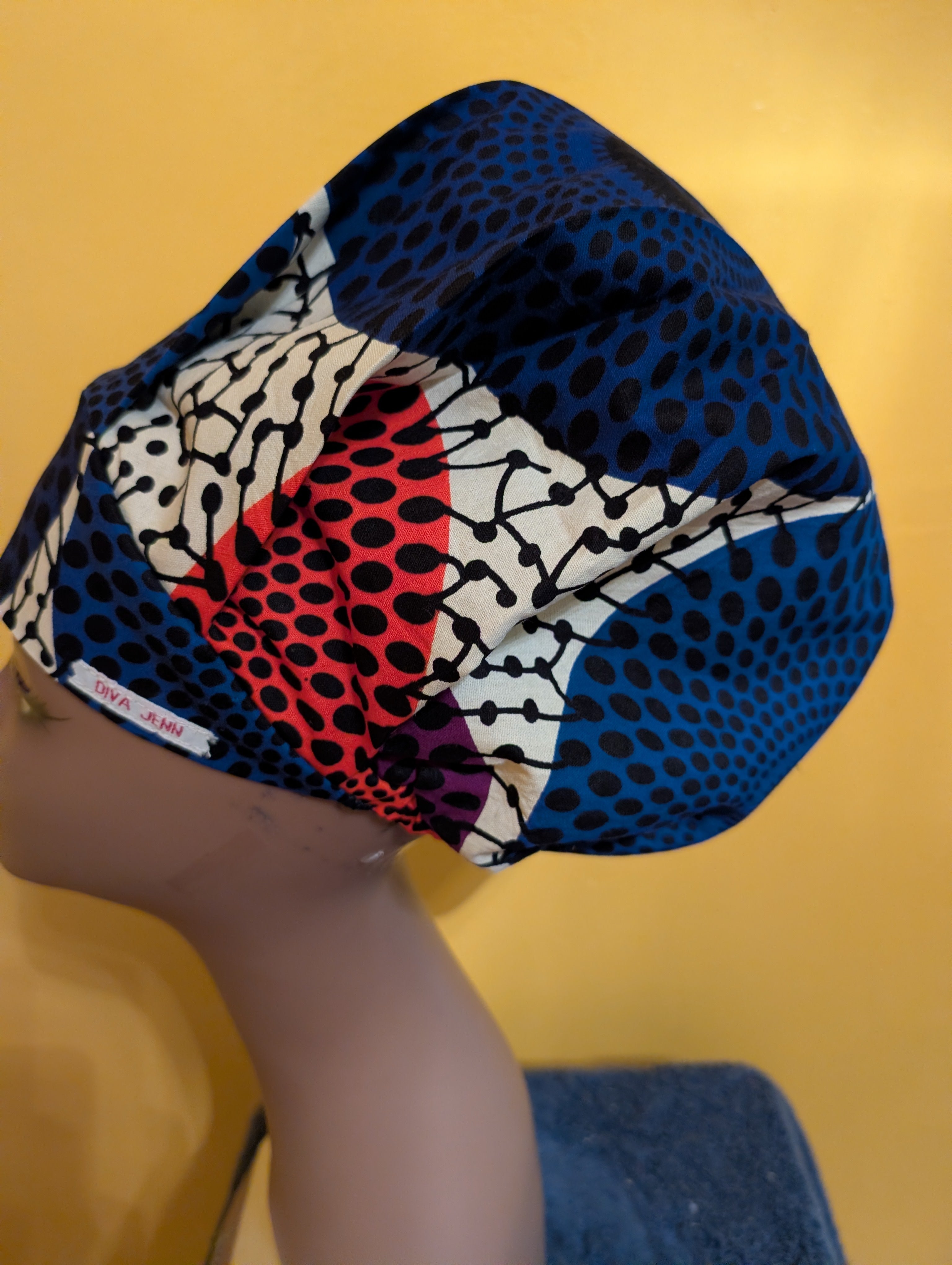 Blue/Orange/Purple/Cream Satin Lined Bouffant Style Hat