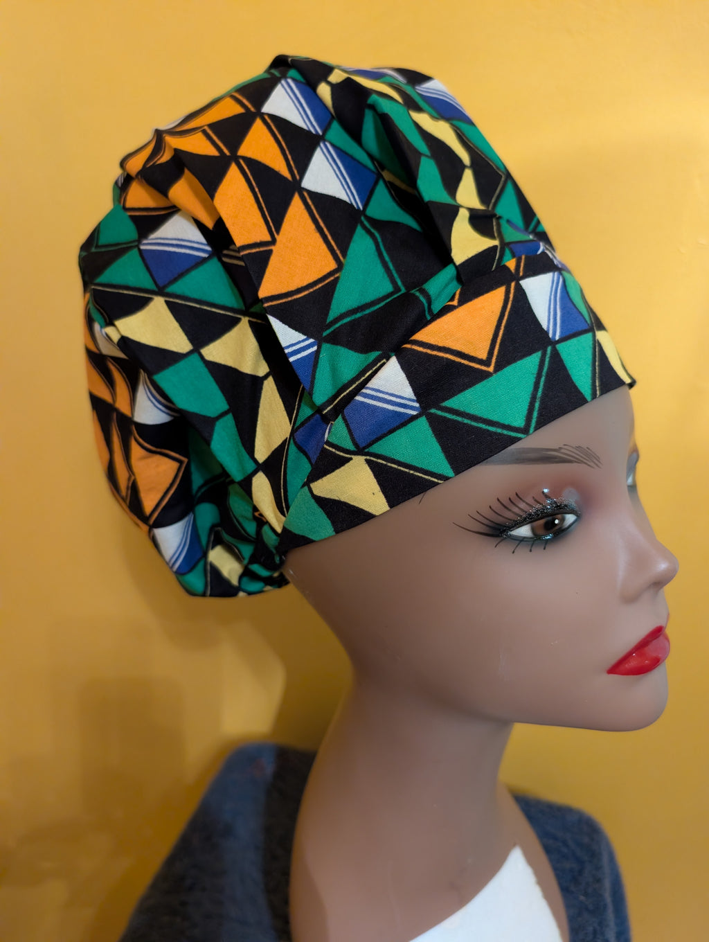 Blue/Green/Yellow/White/Black Satin Lined Bouffant Style Hat