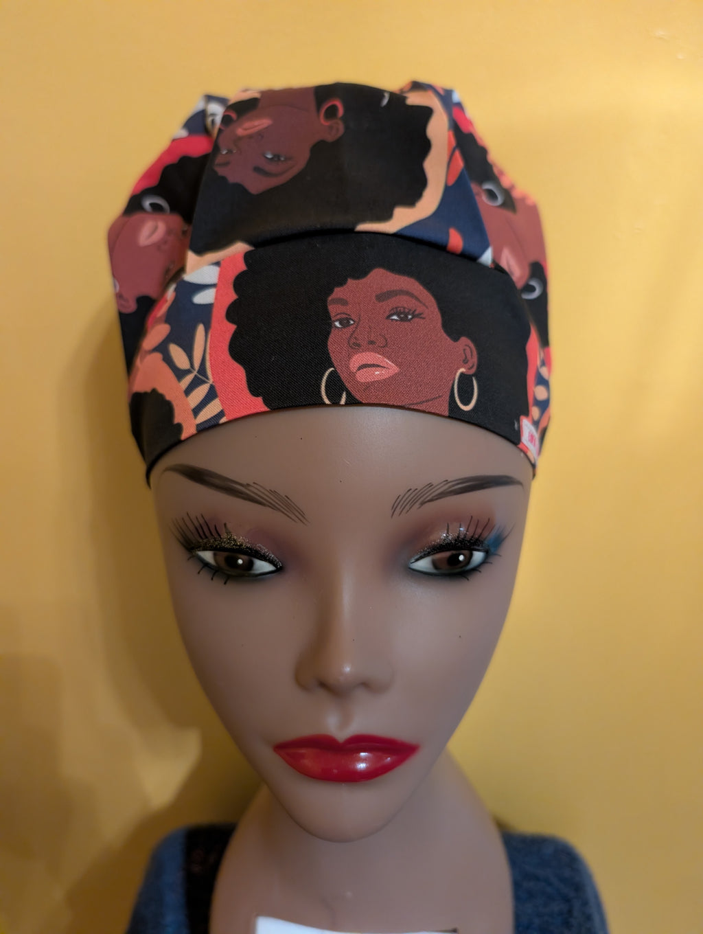 Orange/Blue/Beige/White Satin Lined Bouffant Style Hat