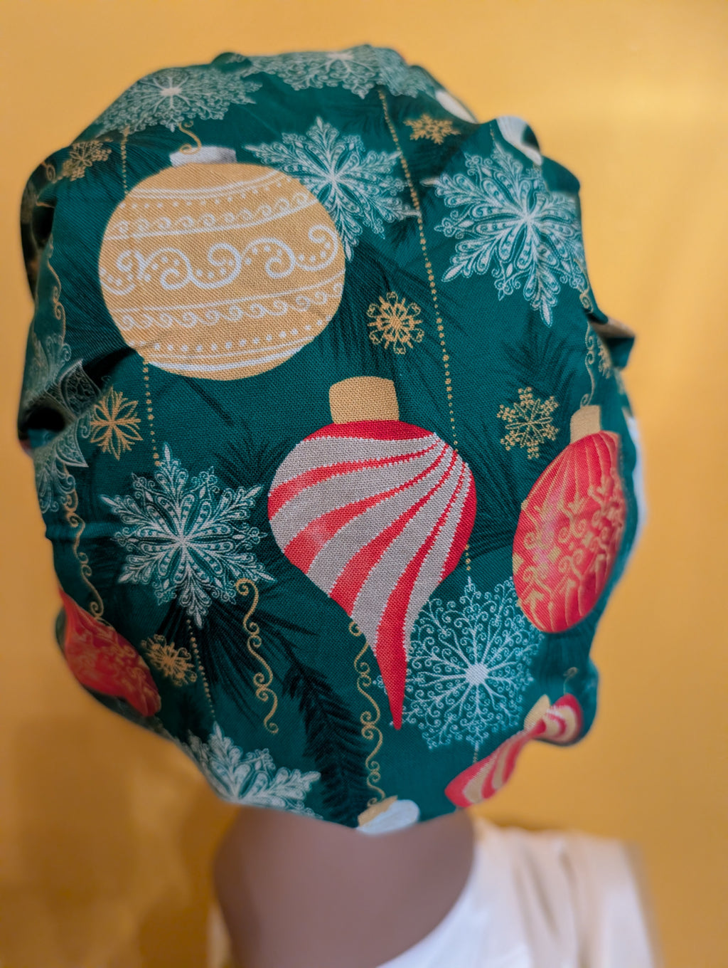 Green Christmas themed Sating lined Bouffant Style Hat
