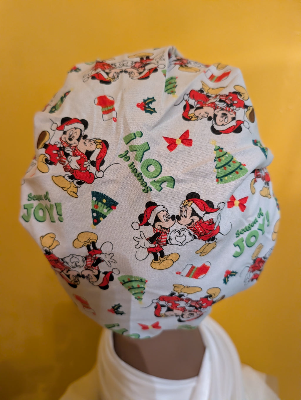 Minnie/Mickey Christmas Themed Red/Green/White Satin Lined Bouffant Style Hat