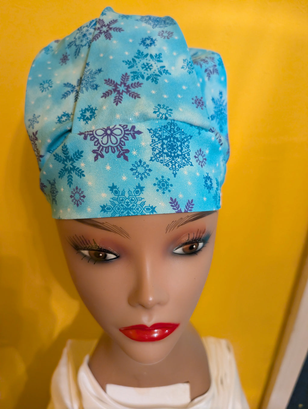 Blue/Purple Christmas Satin Lined Bouffant Style Hat
