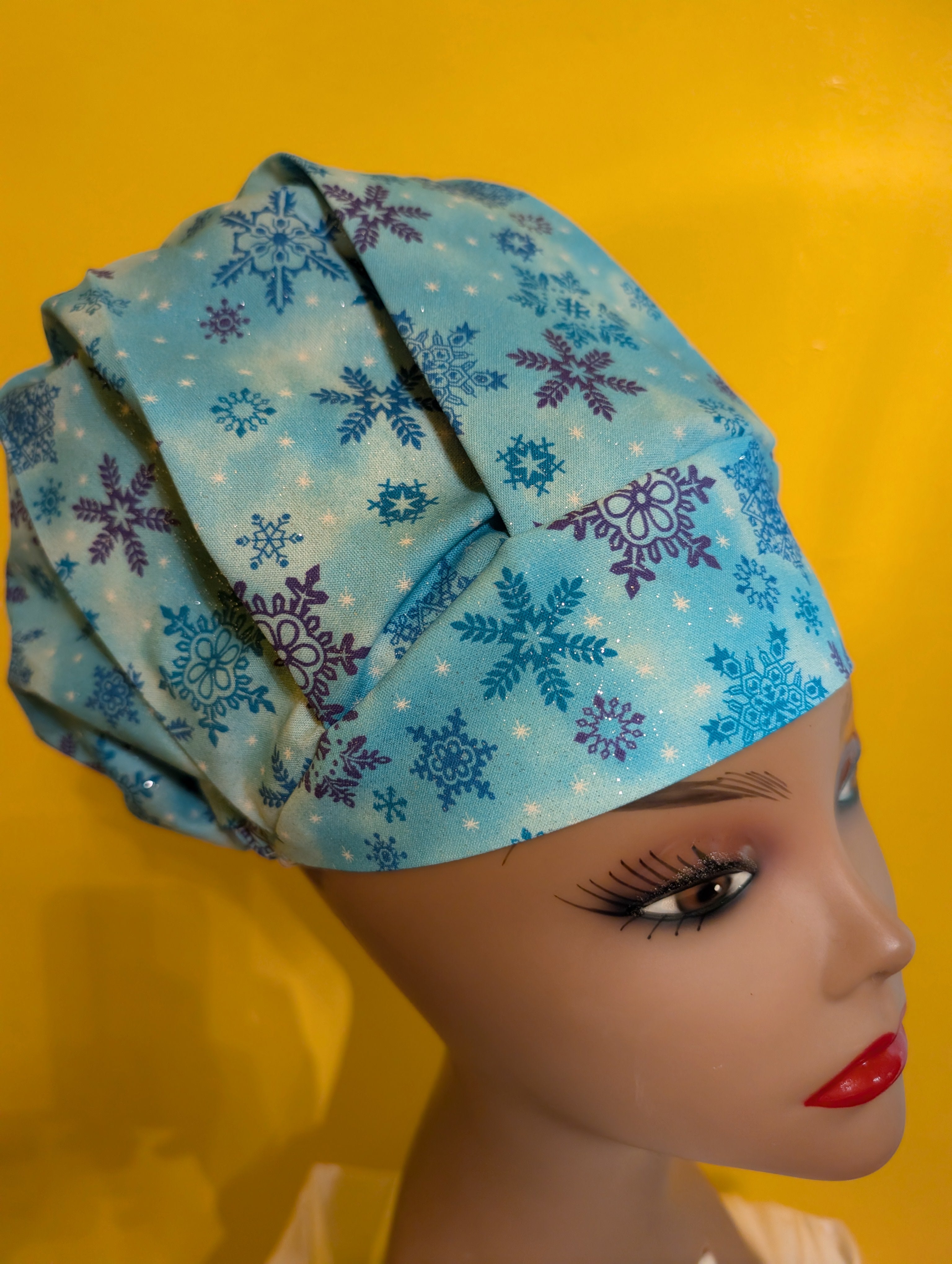 Blue/Purple Christmas Satin Lined Bouffant Style Hat